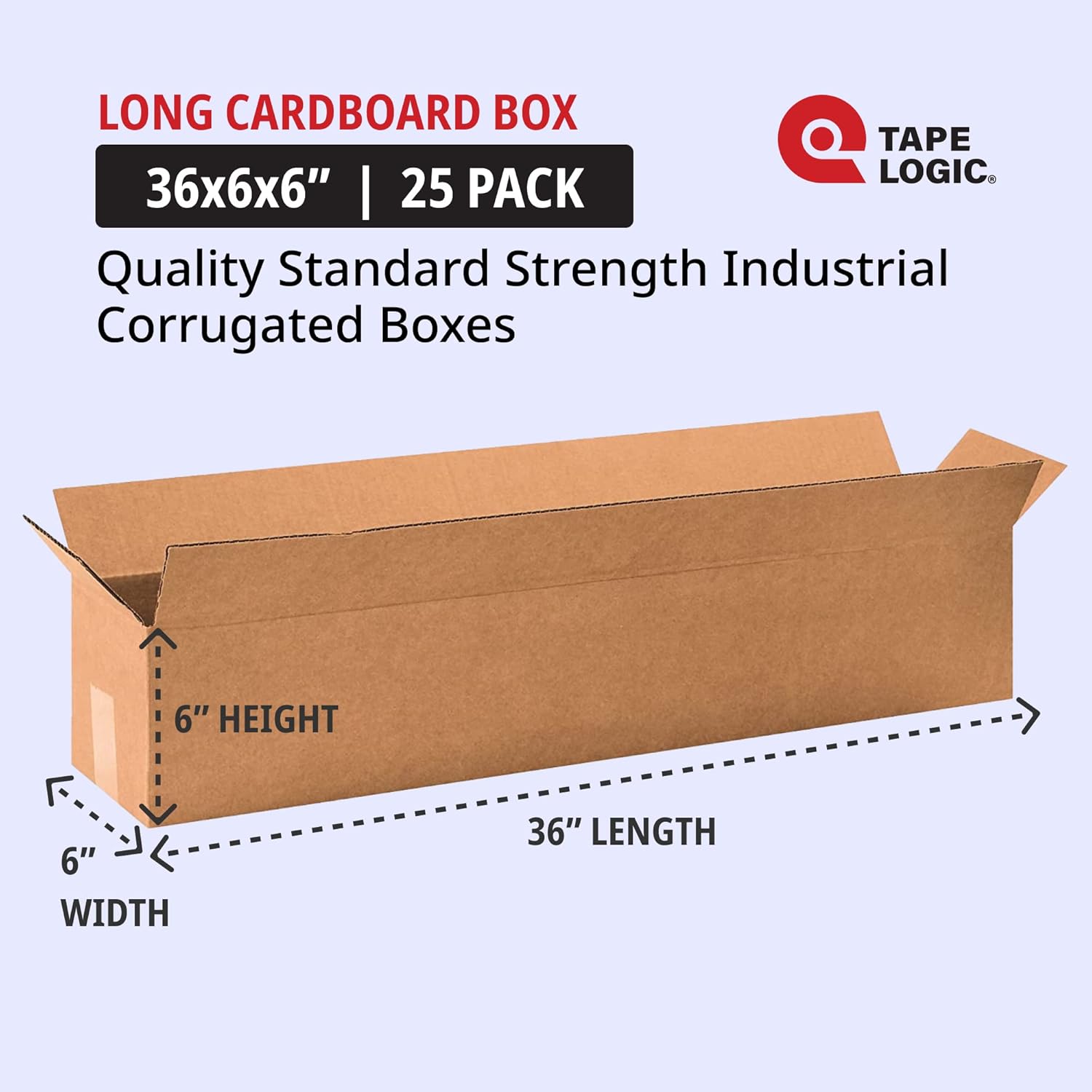 TAPE LOGIC 32x6x6 Long Corrugated Boxes, Long, 32L x 6W x 6H, Pack of 25 | Shipping, Packaging, Moving, Storage Box for Home or Business, Strong Wholesale Bulk Boxes