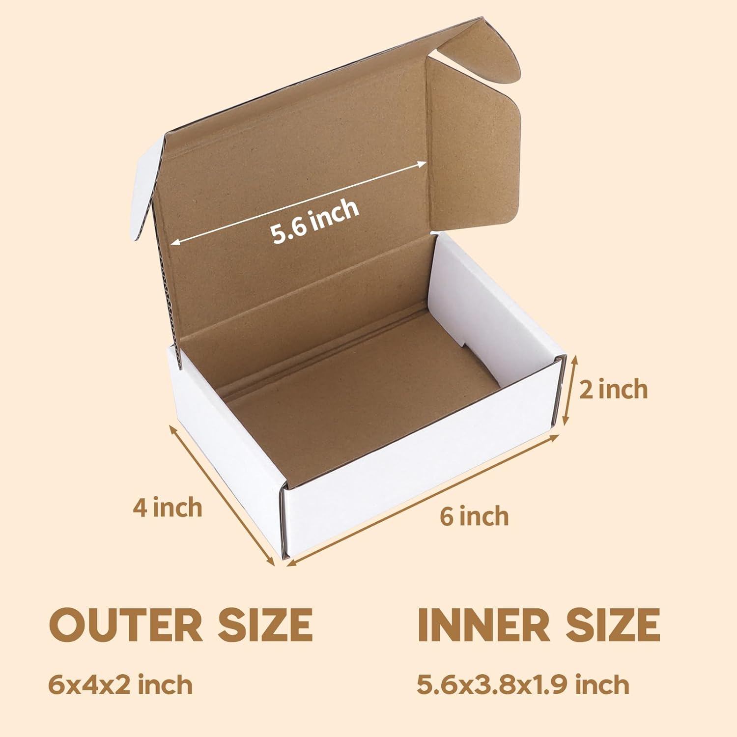 Alternative view of PHAREGE 6x4x2 inch Shipping Boxes Bulk 25 Pack White, Tab Lock Tuck Top Mailer Boxes for Packaging Small Business, Small Cardboard Gift Boxes for Wrapping Mailing Present