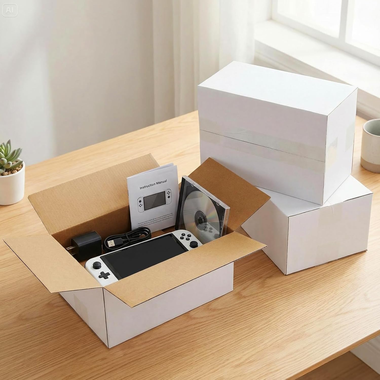 HORLIMER 10x7x5 Shipping Boxes Set of 30, White Corrugated Cardboard Mailer Box for Packing Small Business