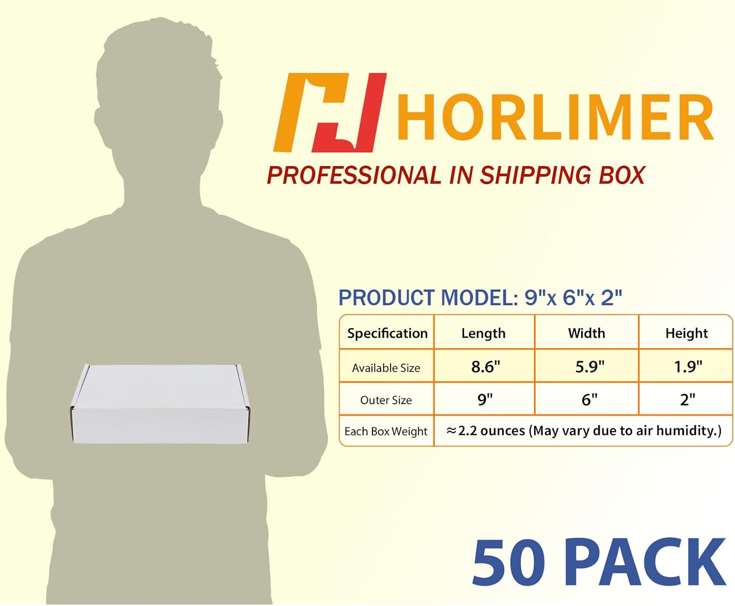 Alternative view of HORLIMER 9x6x2 inches Shipping Boxes Set of 50, White Corrugated Cardboard Box Literature Mailer