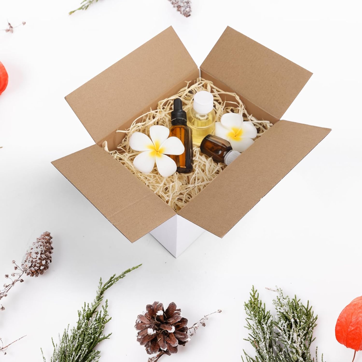 CRUGLA 8x6x6 White Shipping Boxes Set of 6, White Corrugated Cardboard Boxes for Small Business Shipping Mailing Packing