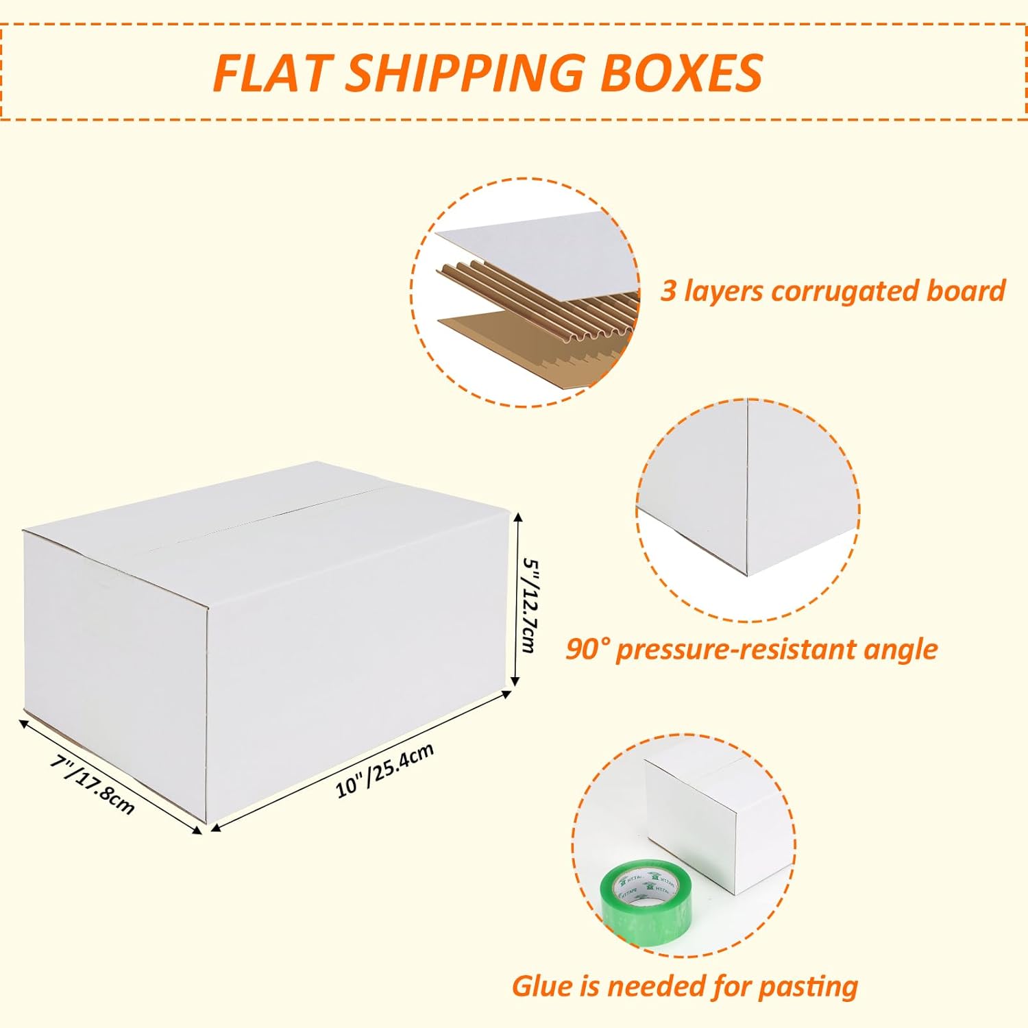 Alternative view of HORLIMER 10x7x5 Shipping Boxes Set of 30, White Corrugated Cardboard Mailer Box for Packing Small Business