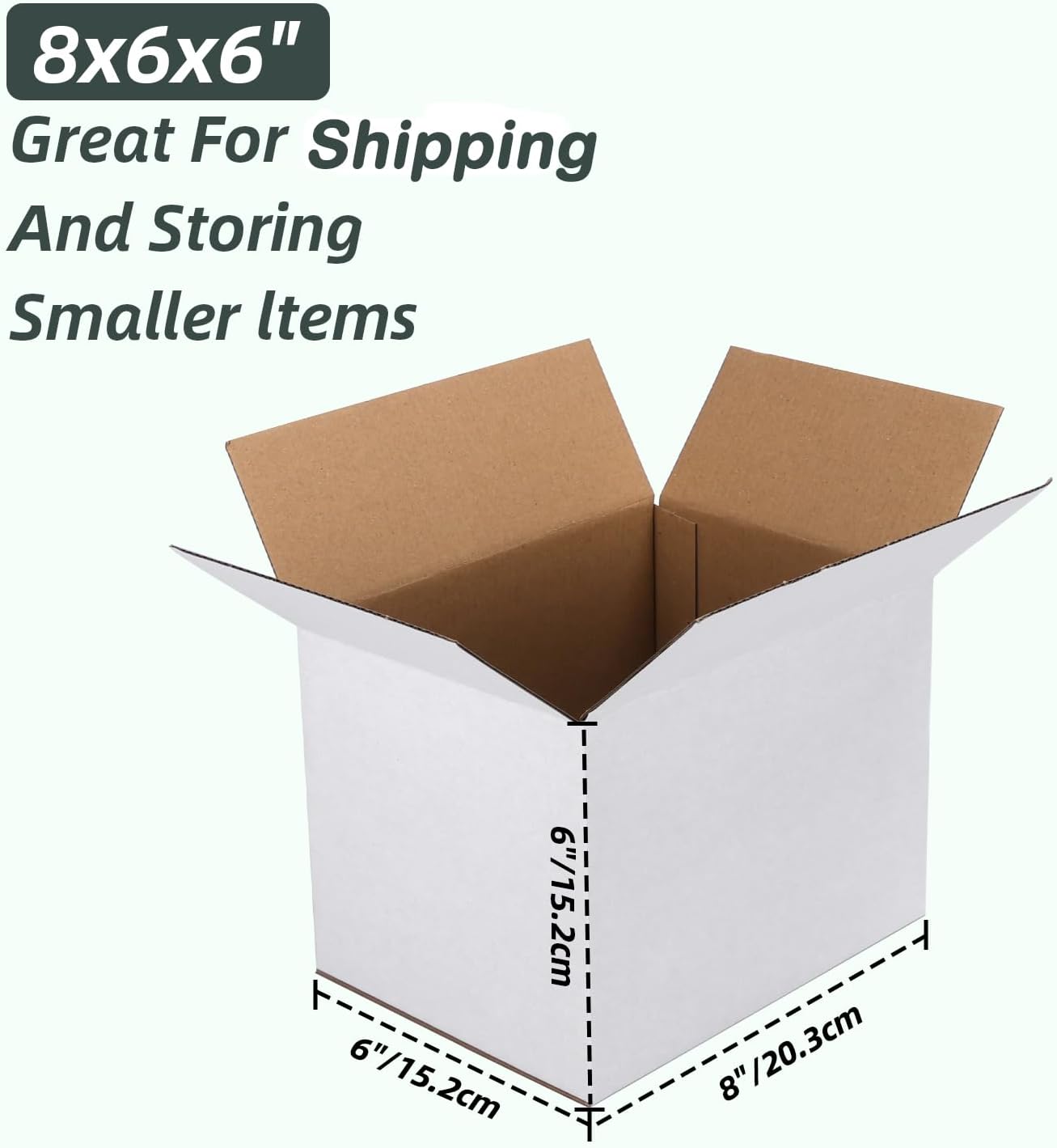 Alternative view of CRUGLA 8x6x6 White Shipping Boxes Set of 6, White Corrugated Cardboard Boxes for Small Business Shipping Mailing Packing