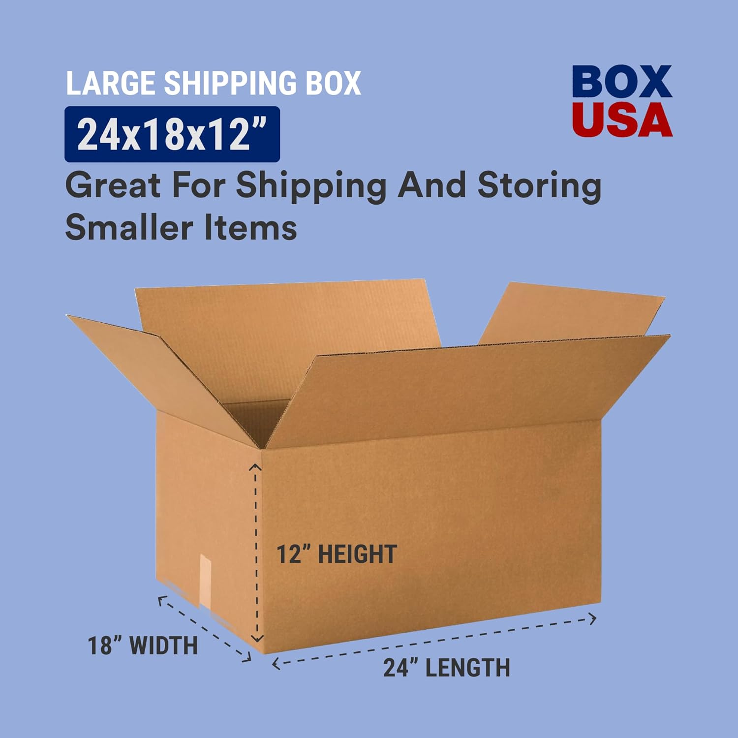 BOX USA Shipping Boxes 24"Lx18"Wx12"H 10-Pack Large Corrugated Boxes for Shipping, Packaging, Moving, Storage Box for Home or Business, Strong Wholesale Bulk Boxes
