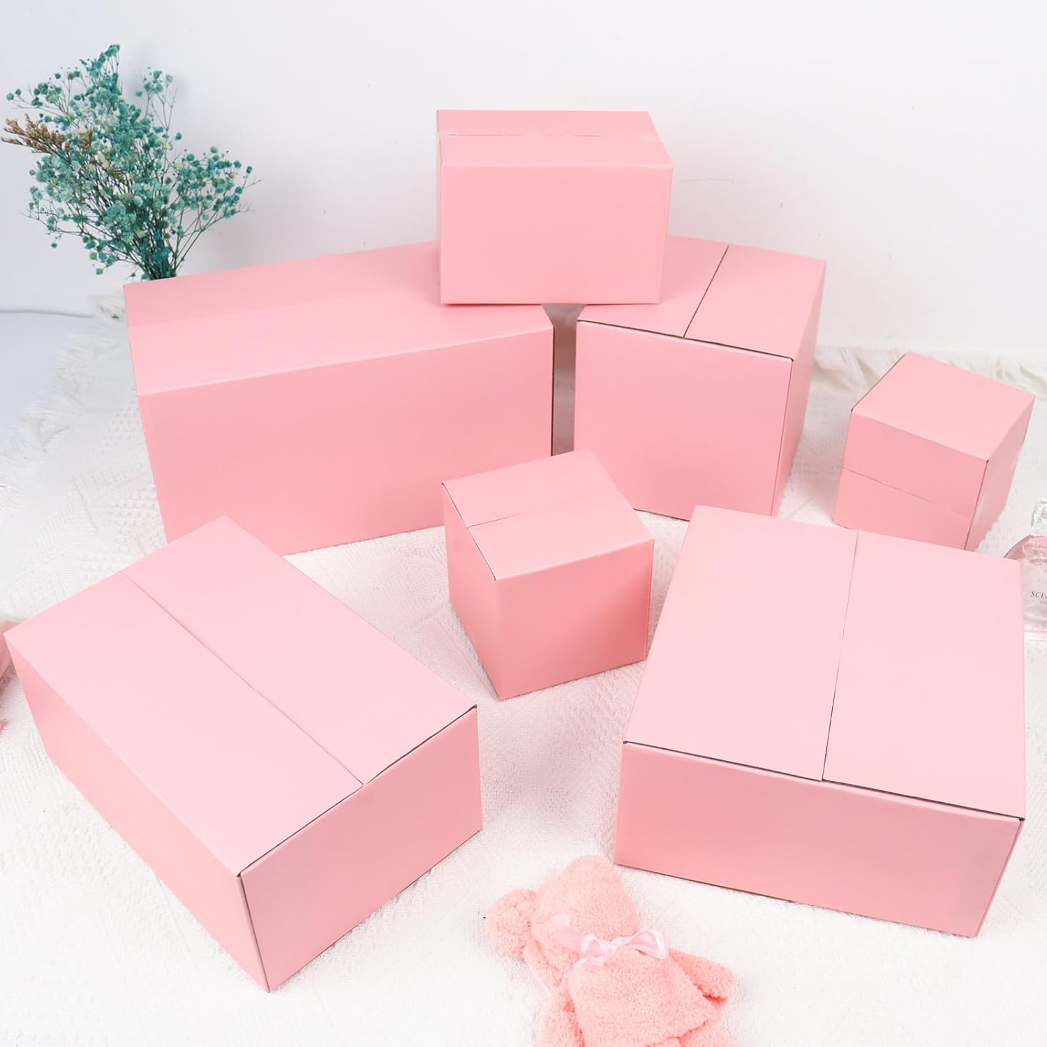 Shipping Boxes Medium 10x7x6 Inches, 30 Pack Mailer Packaging Boxes Bulk, Pink Corrugated Cardboard Boxes for Small Business Mailing Packing
