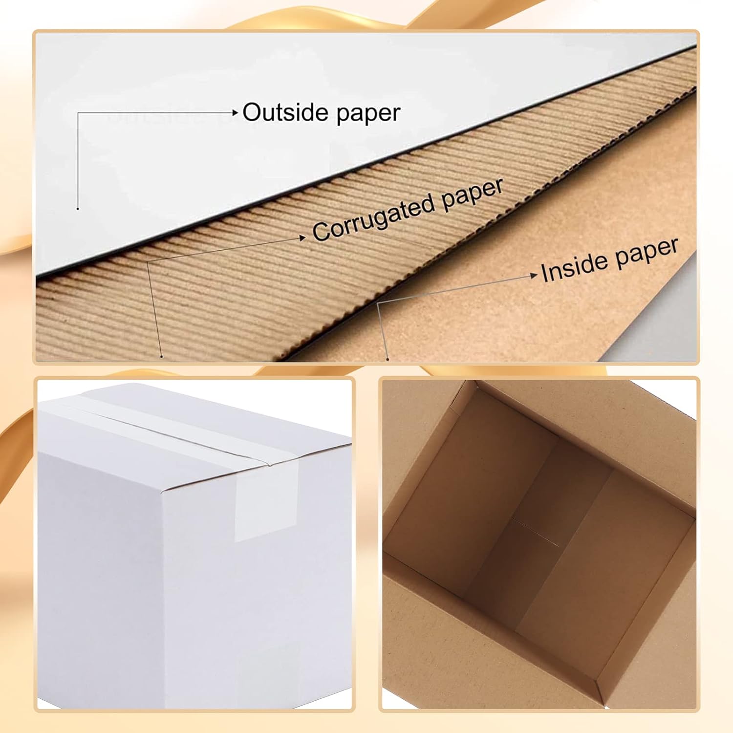 Alternative view of Calenzana 8x6x6 Shipping Boxes Set of 40, White Corrugated Cardboard Box for Mailing Packing Gifts Small Business