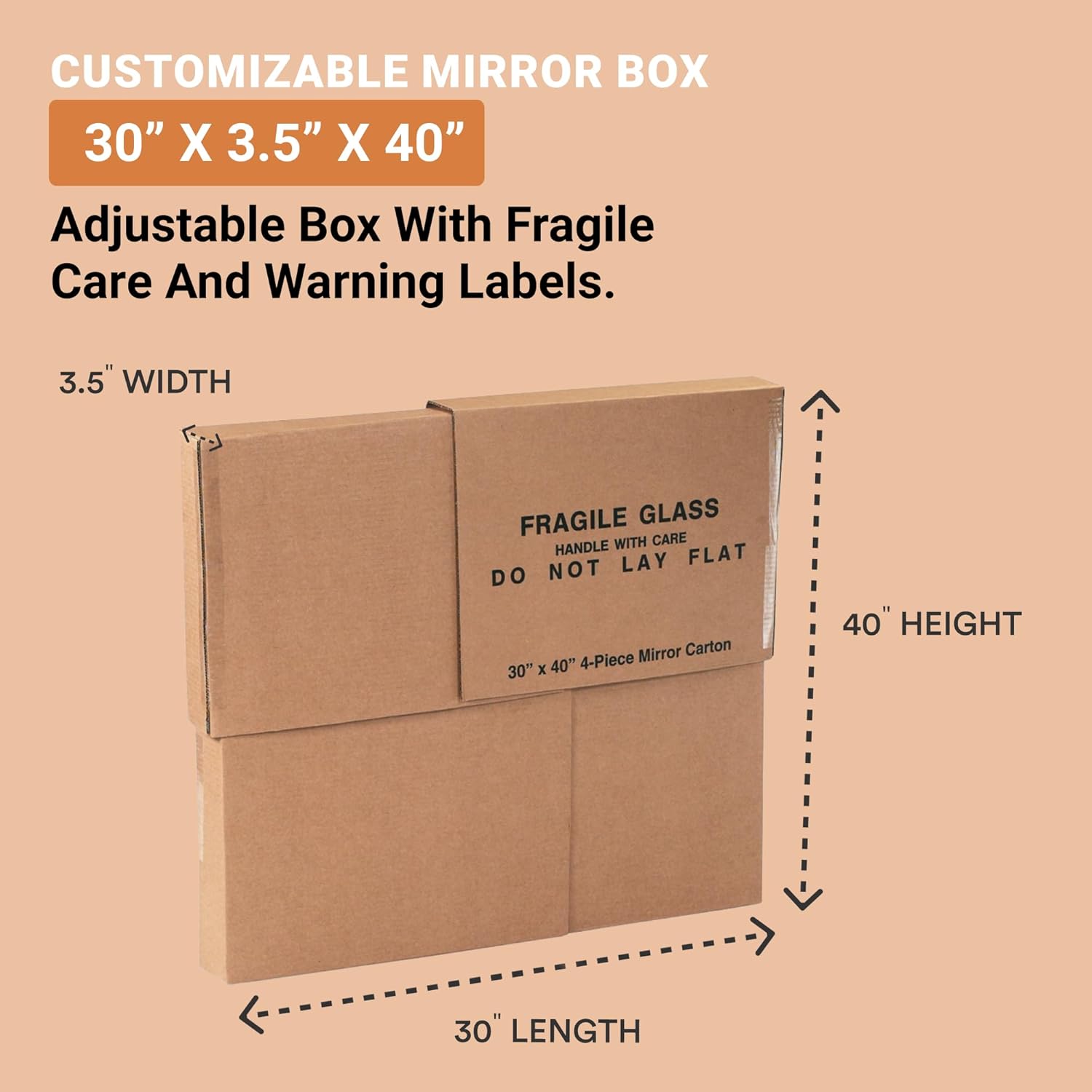 AVIDITI Large Mirror Box 30”L x 3.5”W x 40”H (1-Pack), Cardboard Boxes Perfect for Moving, Storing, Packing & Shipping, Ideal for TV's, Picture Frames, Mirrors & Art