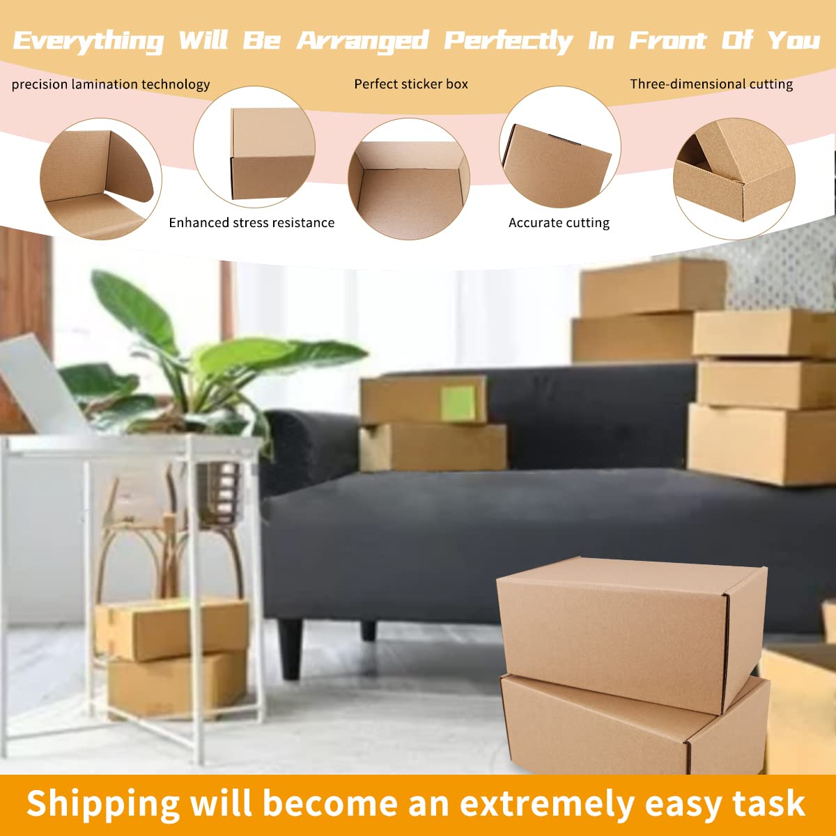 Shipping Boxes,9" x 6" x 4" Which is Anti-Impact Come with Exquisite Sealing Label.Suitable E-Commerce Packaging, Shipping Packaging. - Image 4