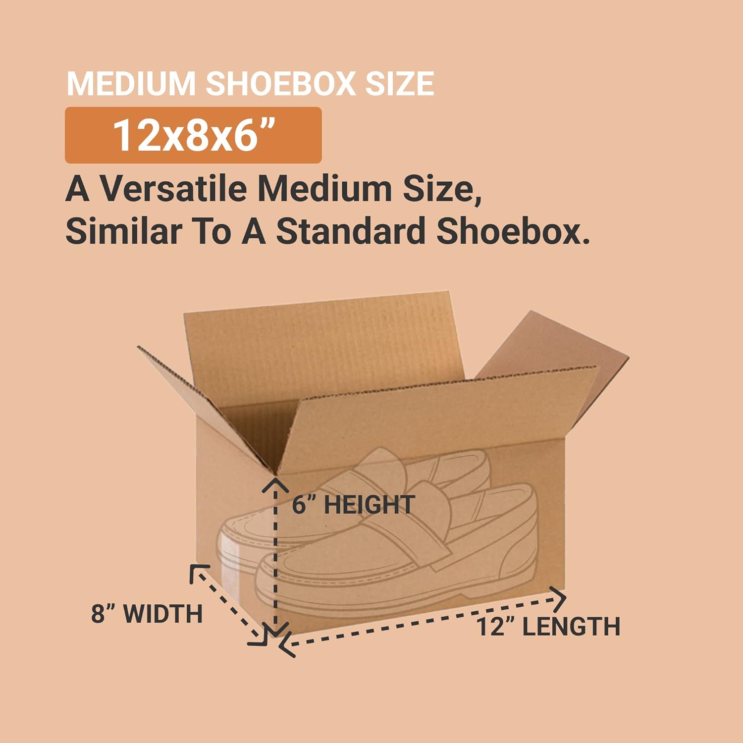 BOX USA Shipping Boxes Small 12"L x 8"W x 6"H 25-Pack - Corrugated Cardboard Box for Moving, Mailing, Packing, Packaging and Storage