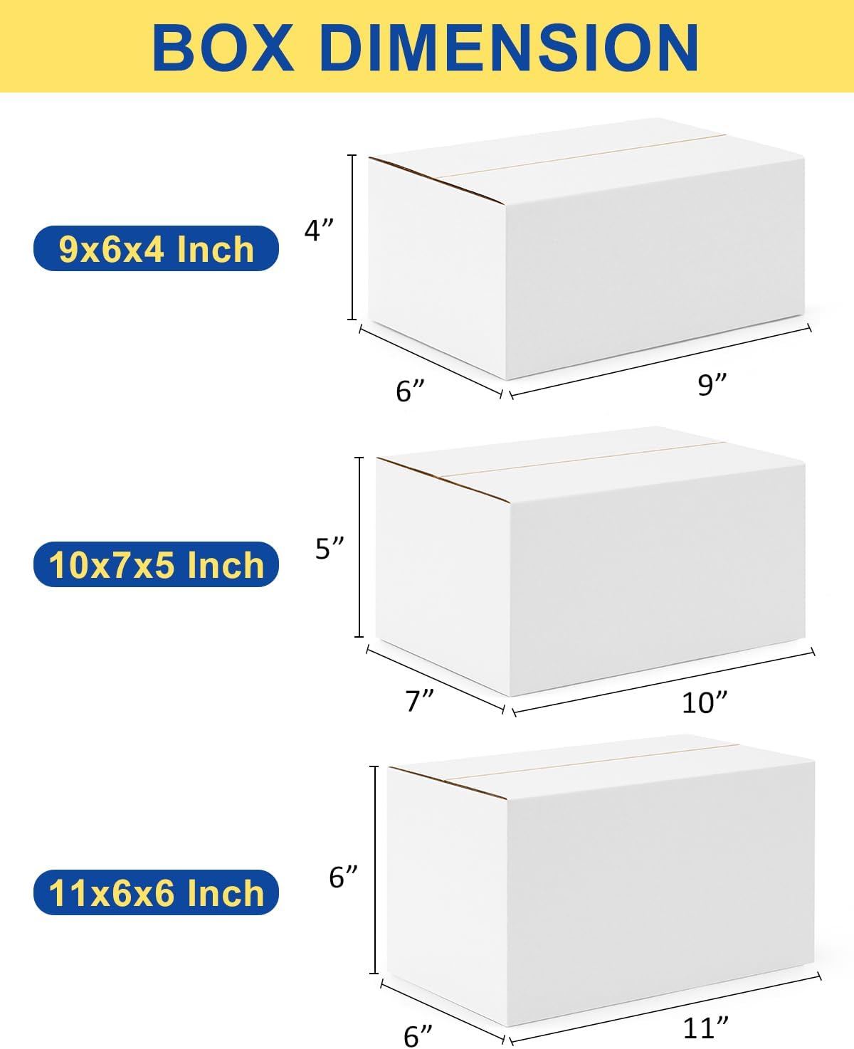 Alternative view of Assorted-Sizes-Shipping-Boxes-45-Pack: 9x6x4 & 10x7x5 & 11x6x6 Small-Shipping-Boxes-Mailers, White-Boxes, Corrugated-Cardboard-Boxes-for-Packing-Small-Business Mailing