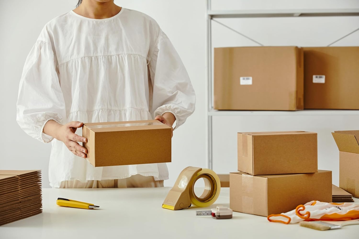 Alternative view of Lujazau 25 Packs Small Shipping Boxes 4X4X4 Inches, Kraft Corrugated Cardboard Boxes, For Small Business, Easy Assemble For Mailing, Moving, Packing And Storing