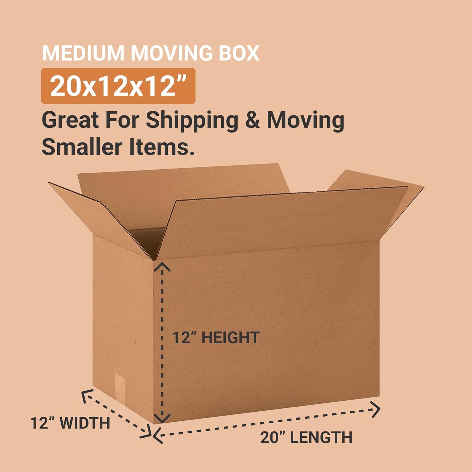 BOX USA Shipping Boxes Long 20"L x 12"W x 12"H 20-Pack - Corrugated Cardboard Box for Moving, Mailing, Packing, Packaging and Storage