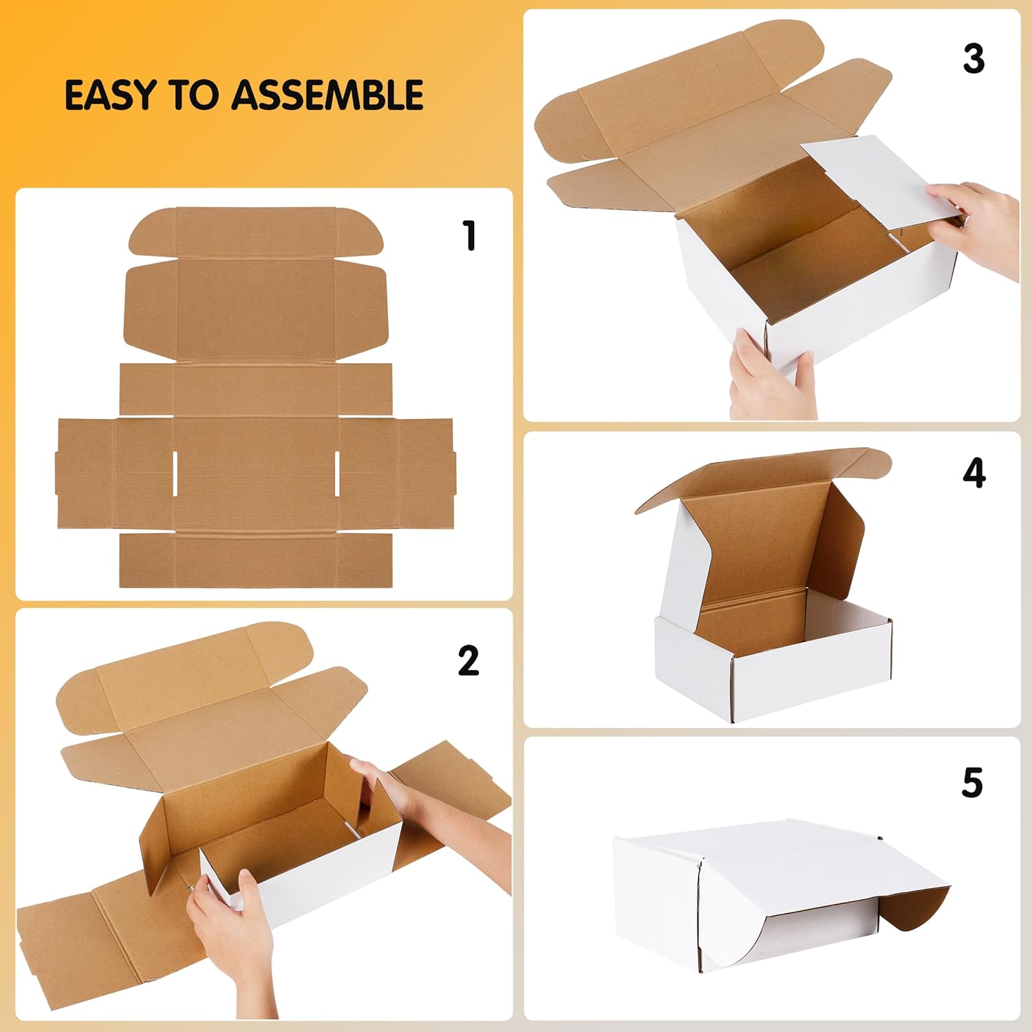 JOWLOT 12x9x4 inch Shipping Boxes Set of 20, White Corrugated Cardboard Box Literature Mailer for Mailing Packing Moving and Storage - Image 3