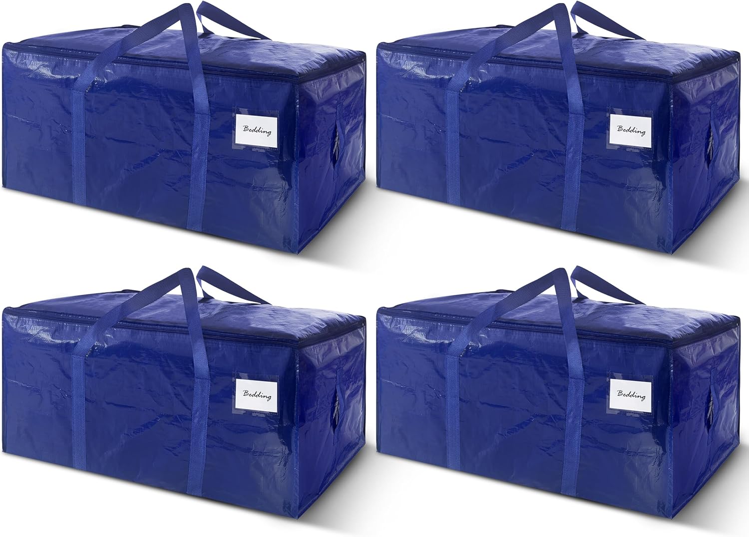 8 Pack Extra Heavy Duty Large Moving Bags with Strong Zipper & Carrying Handles, Sturdy Clothes Storage Bags Totes Bins, Packing Bag Move Boxes College Moving Supplies, Dark Blue - 24 gal - Image 8