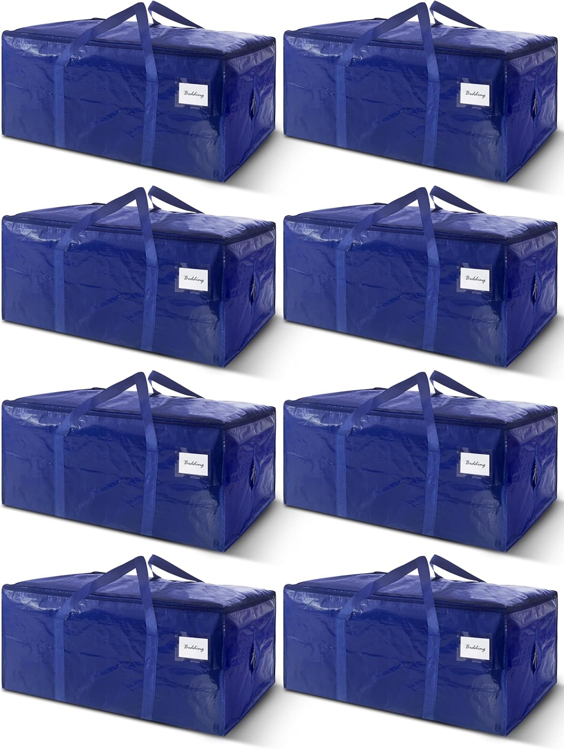 8 Pack Extra Heavy Duty Large Moving Bags with Strong Zipper & Carrying Handles, Sturdy Clothes Storage Bags Totes Bins, Packing Bag Move Boxes College Moving Supplies, Dark Blue - 24 gal - Image 9