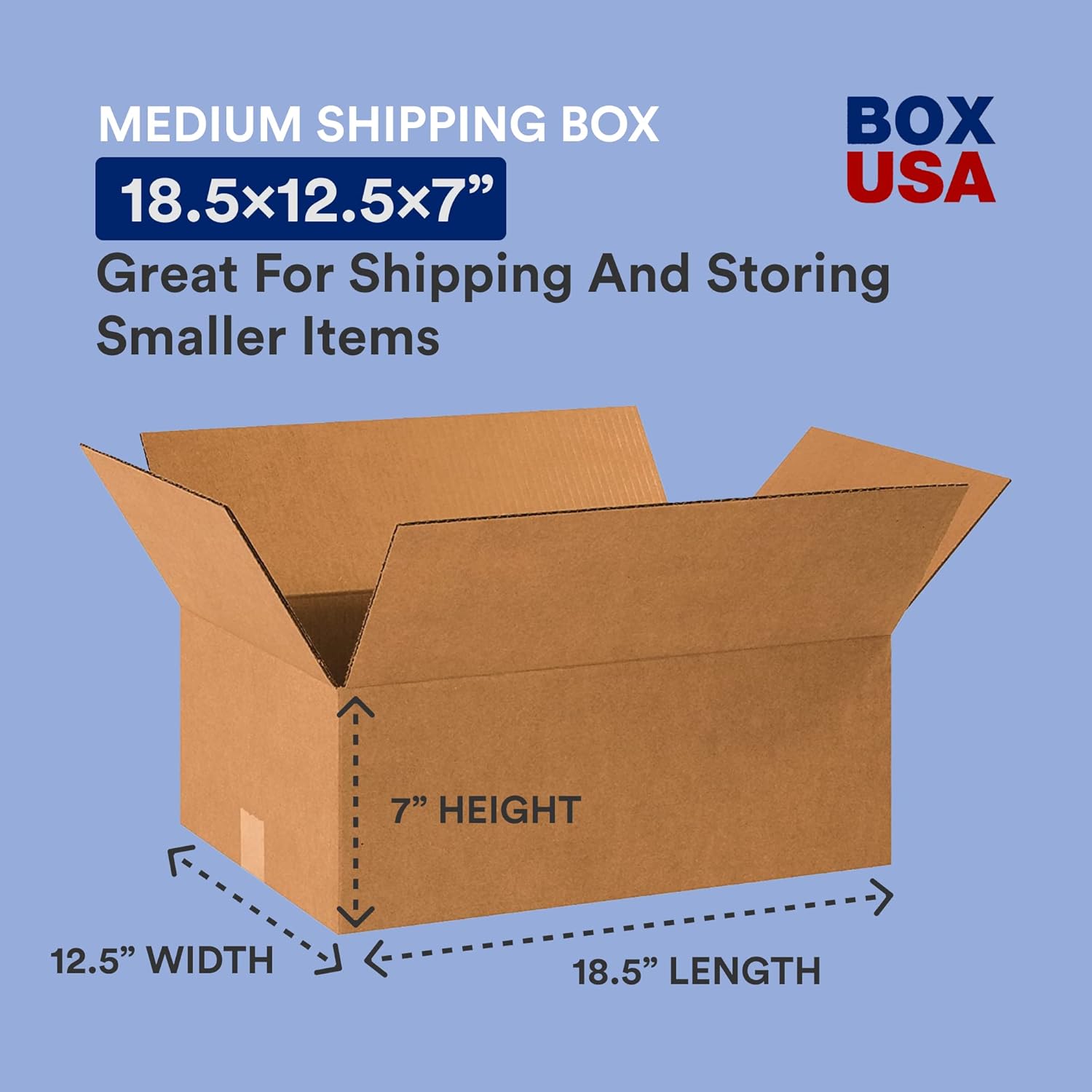 BOX USA Shipping Boxes 18 1/2"L x 12 1/2"W x 7"H, 25-Pack Medium Corrugated Cardboard Boxes for Shipping, Mailing, Packing, Packaging and Storage