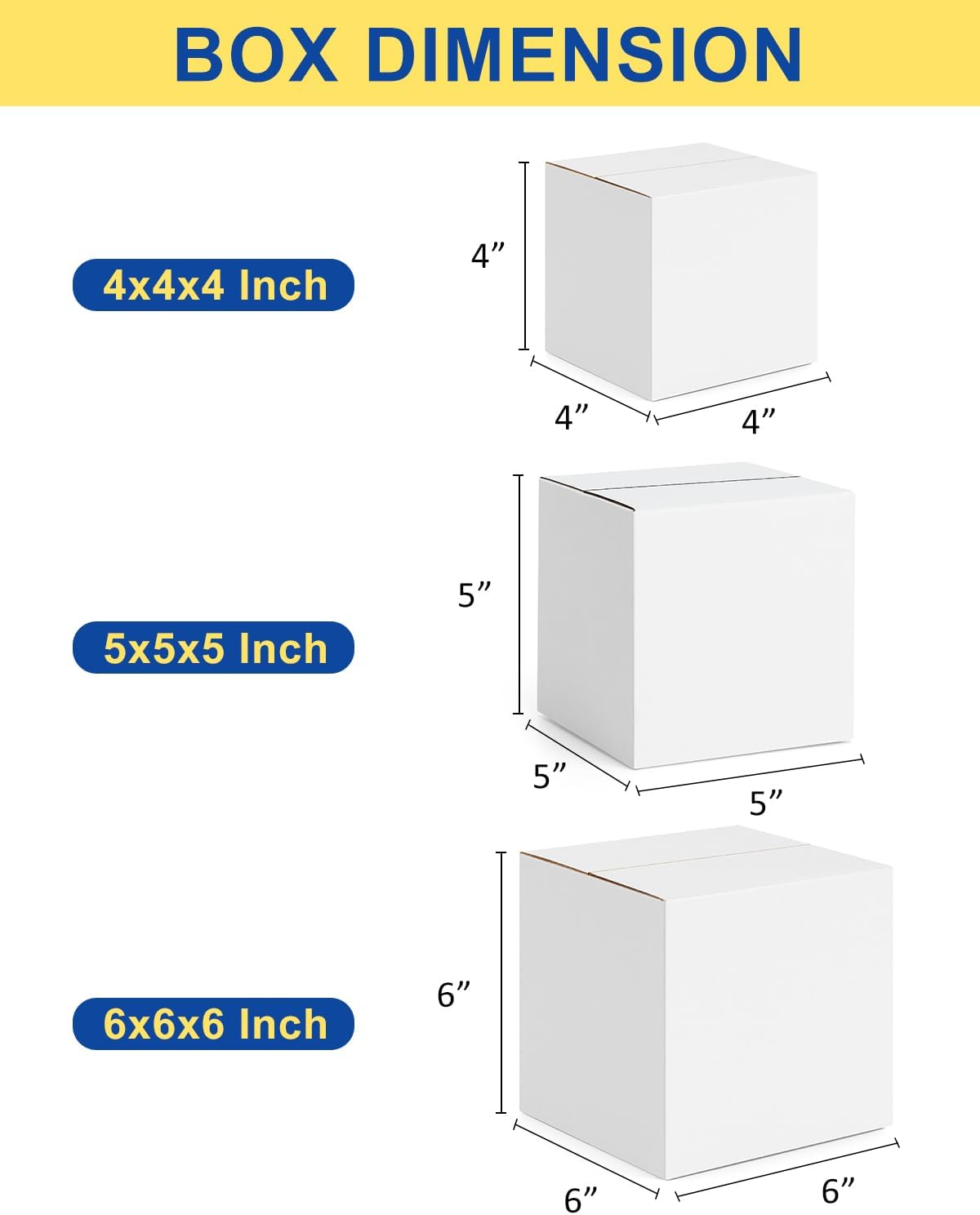 Alternative view of Poever Assorted-Sizes-Shipping-Boxes-45-Pack: 4x4x4 & 5x5x5 & 6x6x6 Small-Shipping-Boxes-Mailers, White Corrugated-Cardboard-Boxes-for-Packing-Small-Business Mailing