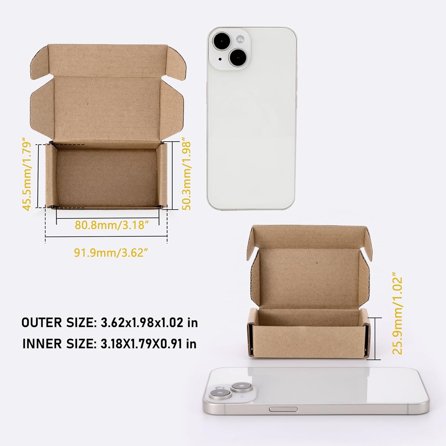 Alternative view of Ellbest 50 Pack Kraft Paper Boxes, Foldable Rectangular Paper Box Packing Box for shipping, Storaging Small items, Brown, 3.62 x 1.98 x 1.02 inches