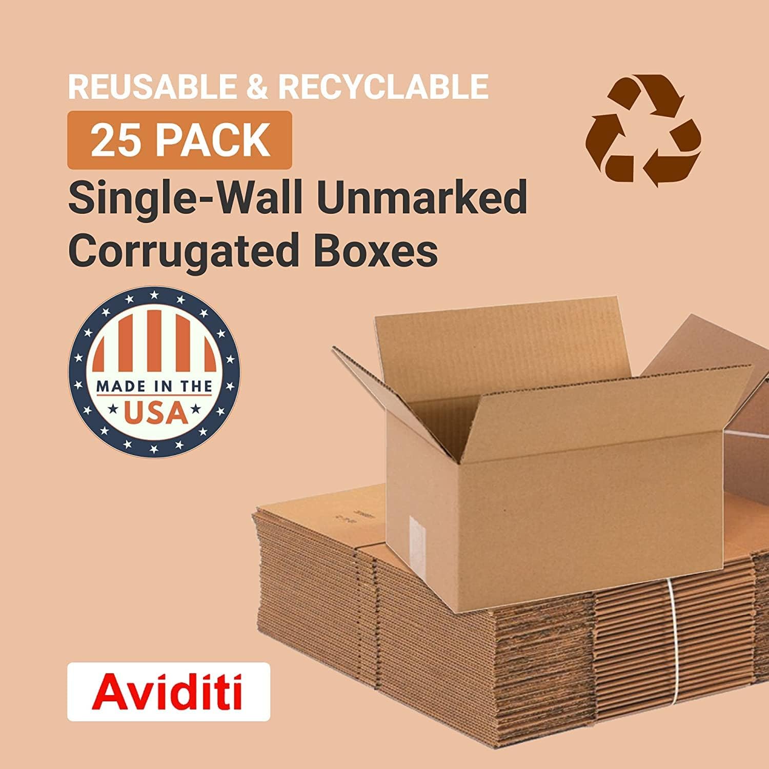 Alternative view of AVIDITI Shipping Boxes 12"L x 8"W x 6"H, 25-Pack | Small to Medium Corrugated Cardboard Box for Shoes, Moving, Mailing, Packing and Storage 12x8x6