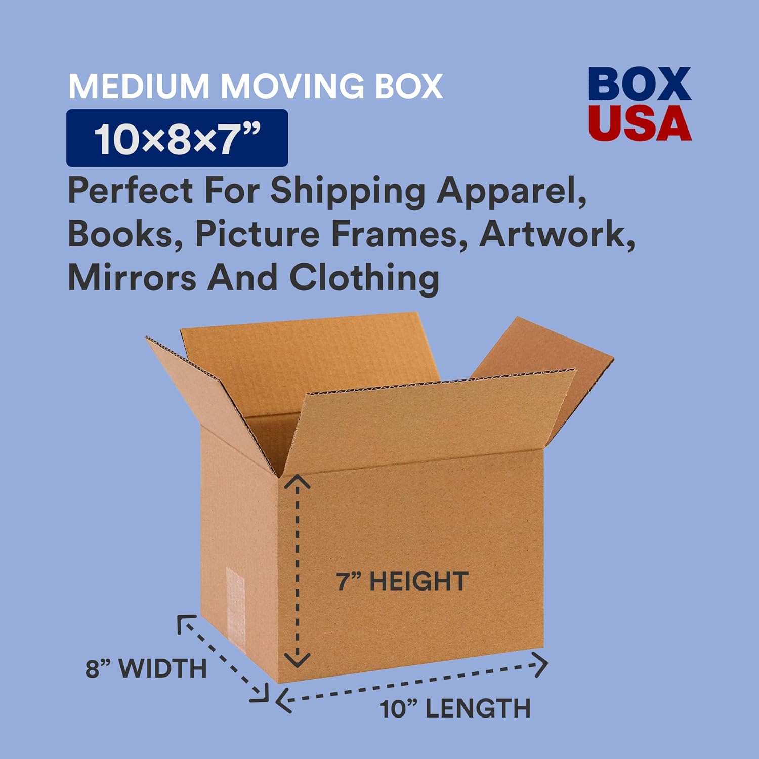 BOX USA 10 x 8 x 7 Corrugated Cardboard Boxes, Small 10"L x 8"W x 7"H, Pack of 25 | Shipping, Packaging, Moving, Storage Box for Home or Business, Strong Wholesale Bulk Boxes