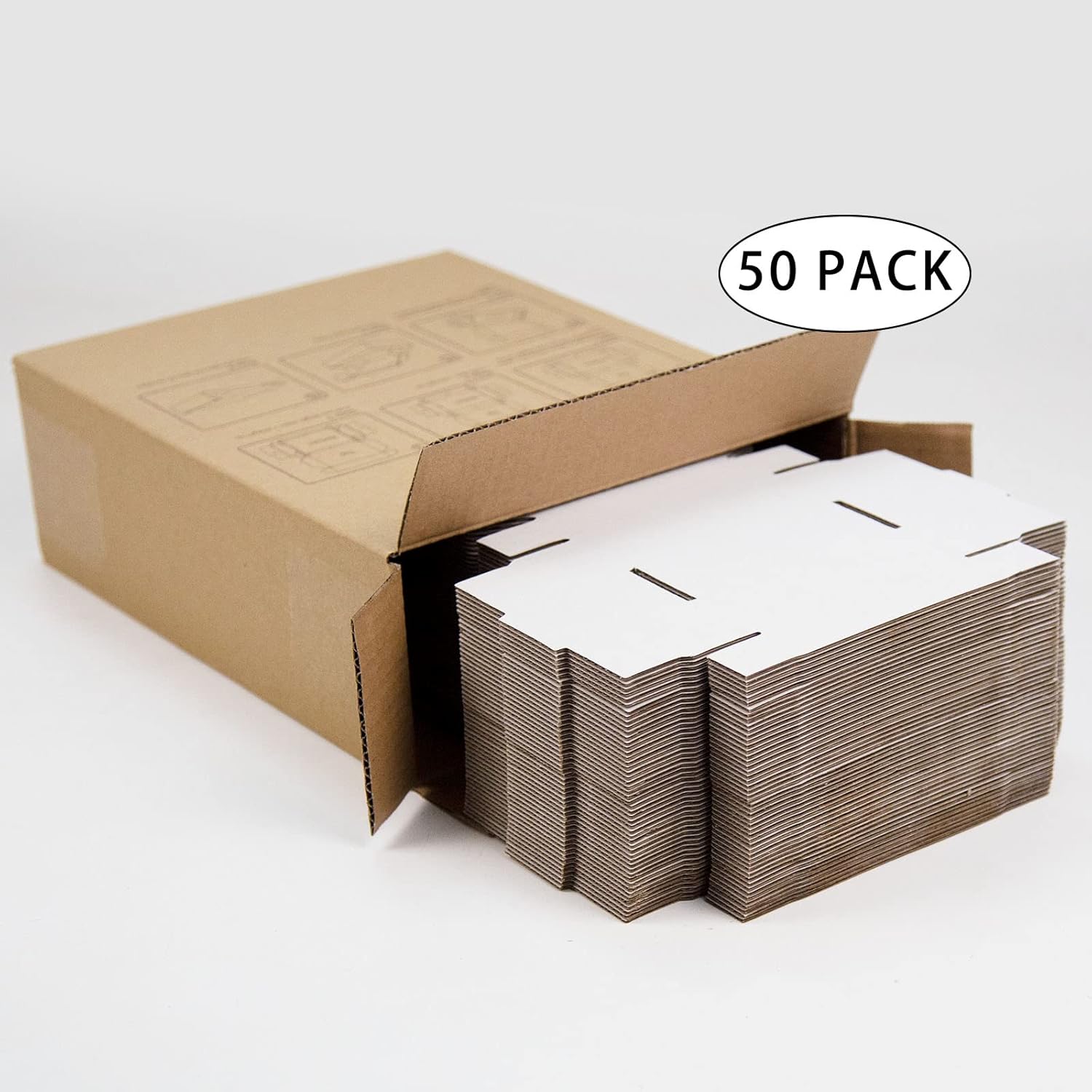 SUNLPH 50 Pack 4x4x1 Inches Small Shipping Boxes, White Corrugated Cardboard Boxes, Moving Mailing Packing Box - Image 4