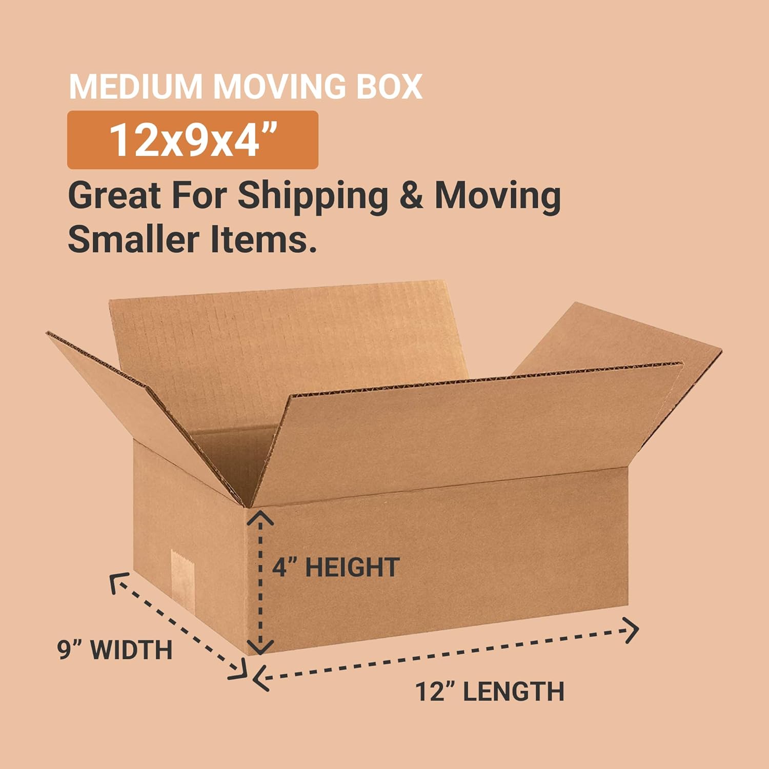 AVIDITI Shipping Boxes Flat 12"L x 9"W x 4"H, 25-Pack | Corrugated Cardboard Box for Packing, Moving and Storage