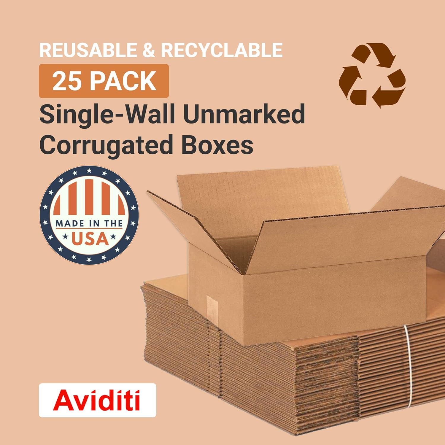 Alternative view of AVIDITI Shipping Boxes Flat 12"L x 9"W x 4"H, 25-Pack | Corrugated Cardboard Box for Packing, Moving and Storage