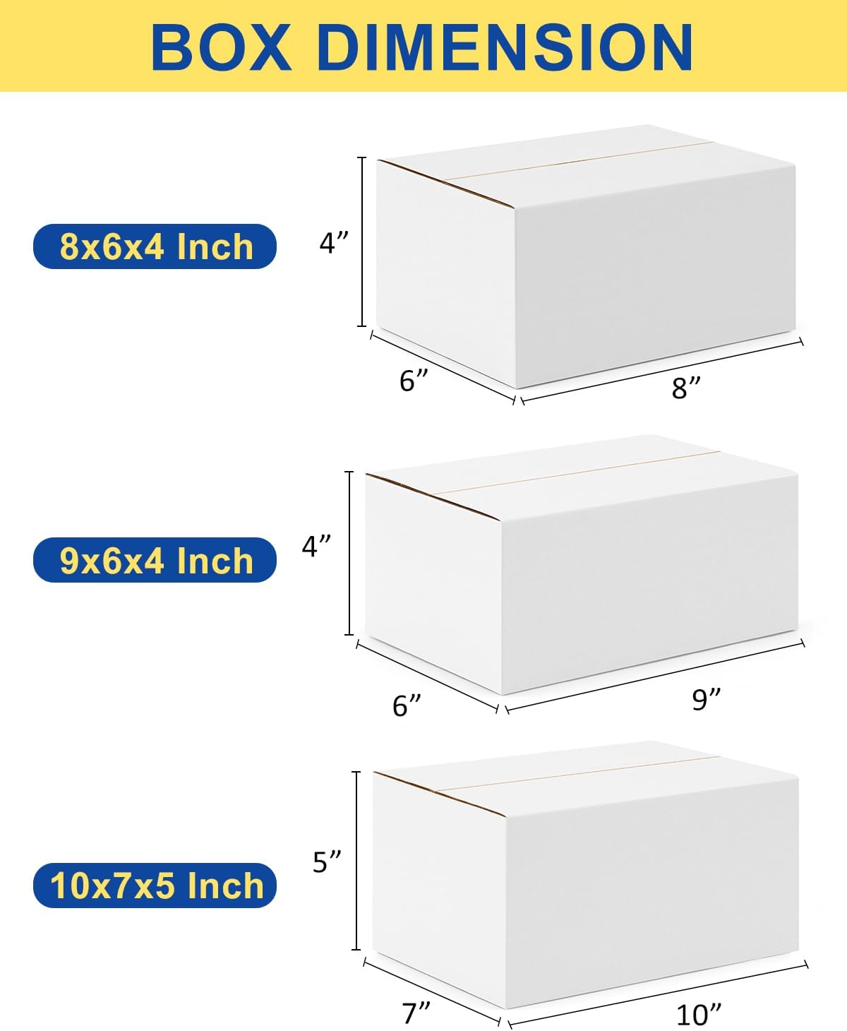 Alternative view of Poever Assorted-Sizes-Shipping-Boxes-45-Pack: 8x6x4 & 9x6x4 & 10x7x5 Small-Shipping-Boxes-Mailers, White Corrugated-Cardboard-Boxes-for-Packing-Small-Business Mailing