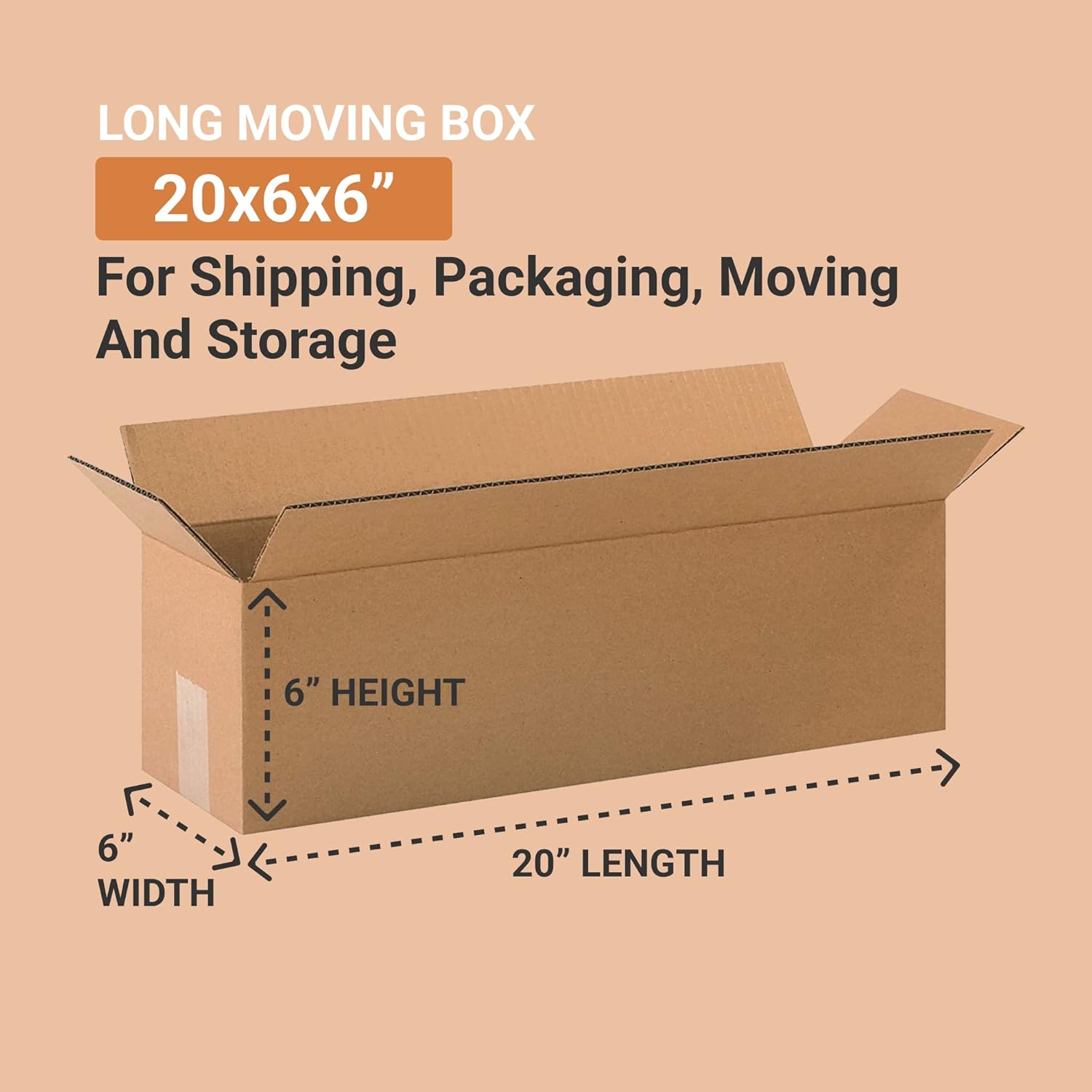 BOX USA Shipping Boxes Large 20"L x 6"W x 6"H 25-Pack - Corrugated Cardboard Box for Moving, Mailing, Packing, Packaging and Storage