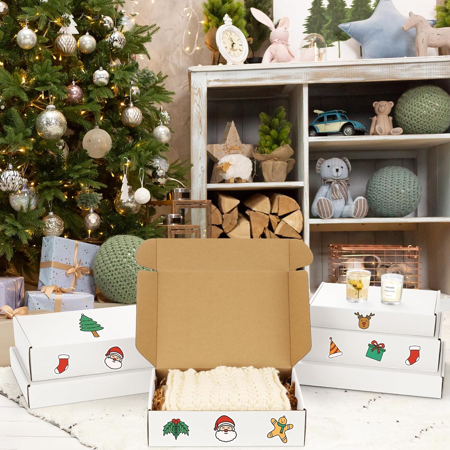 Eupako 18 Pack Small Shipping Boxes Assorted Sizes, 11x8x2, 12x9x3, 13x10x2-6 PCS Each Small Boxes, White Corrugated Box Mailers, Cardboard Boxes for Packaging Small Business, Mailing