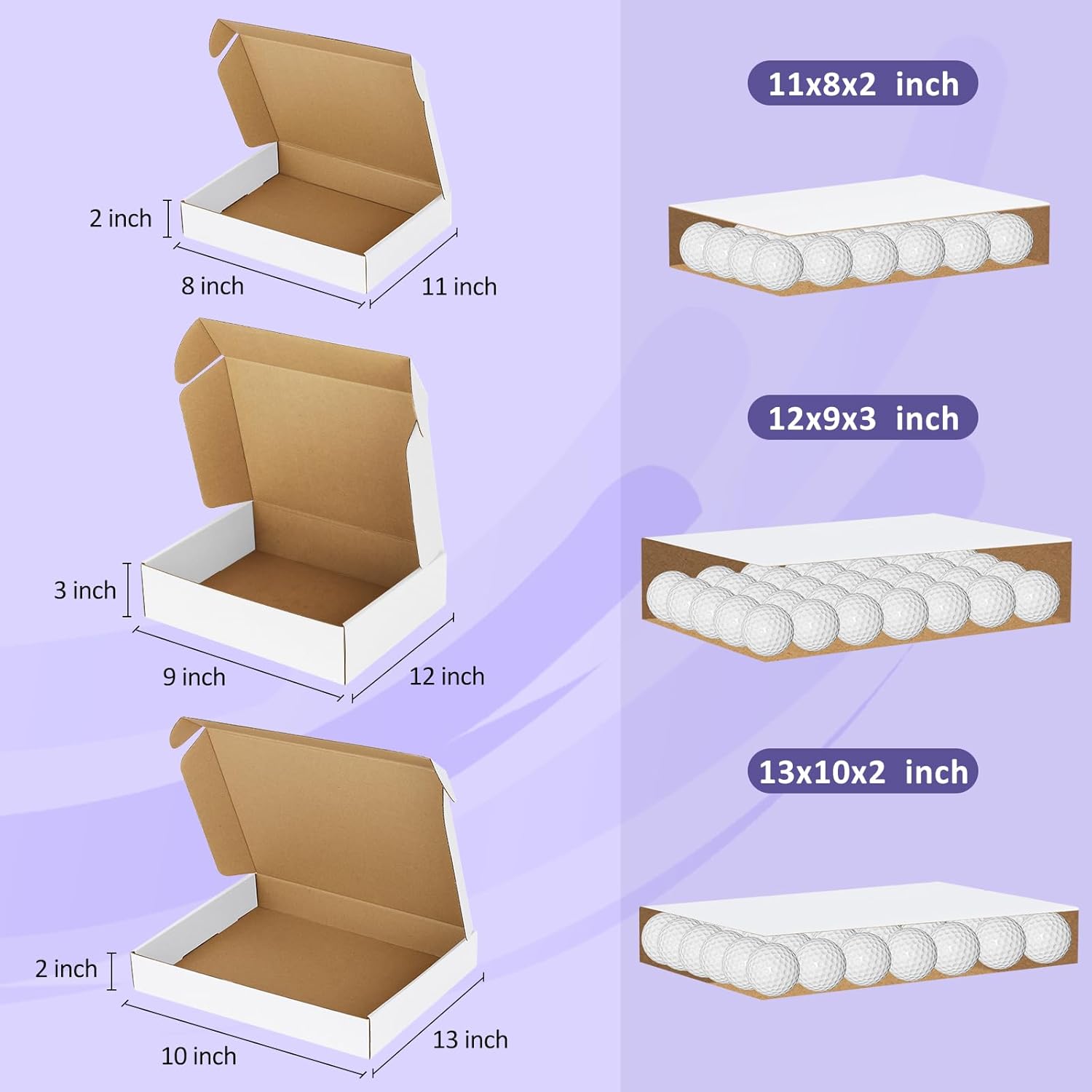 Alternative view of Eupako 18 Pack Small Shipping Boxes Assorted Sizes, 11x8x2, 12x9x3, 13x10x2-6 PCS Each Small Boxes, White Corrugated Box Mailers, Cardboard Boxes for Packaging Small Business, Mailing