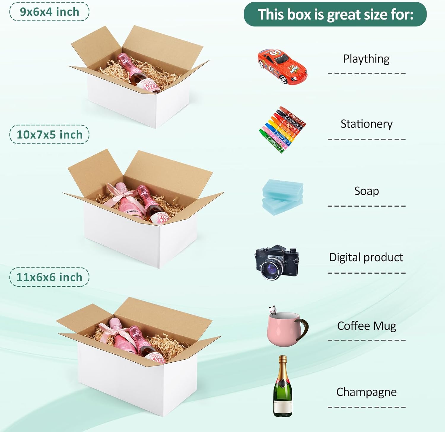 Eupako 30 Pack Small Shipping Boxes Assorted Sizes, White Corrugated Box Mailers, 9x6x4 & 10x7x5 & 11x6x6 10 PCS Each Small Boxes, Cardboard Boxes for Packaging Small Business, Mailing - Image 3