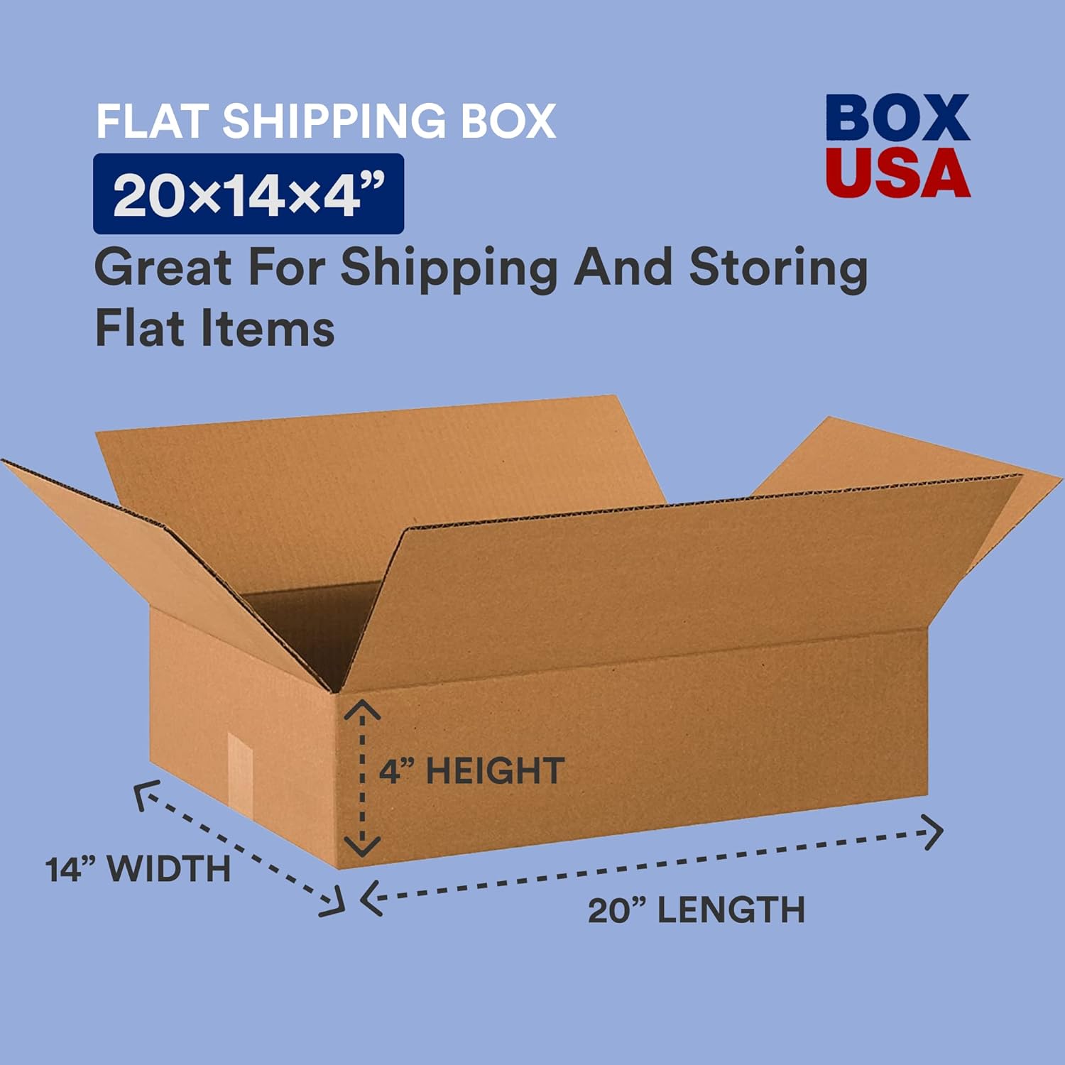 BOX USA Shipping Boxes Medium 20"L x 14"W x 4"H 25-Pack, Cardboard Box for Shipping, Moving, Mailing, Packing, Packaging and Storage