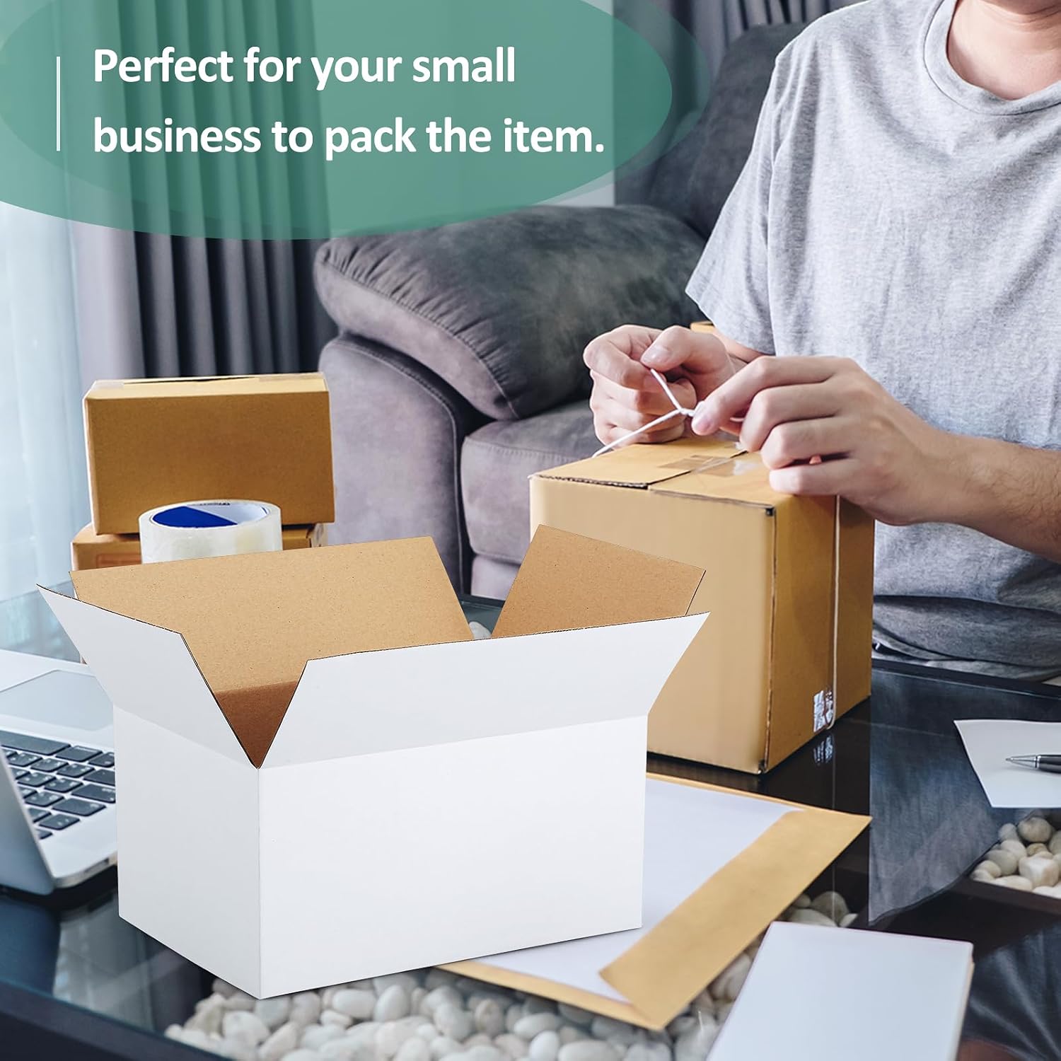 Eupako 30 Pack Small Shipping Boxes Assorted Sizes, White Corrugated Box Mailers, 9x6x4 & 10x7x5 & 11x6x6 10 PCS Each Small Boxes, Cardboard Boxes for Packaging Small Business, Mailing - Image 5