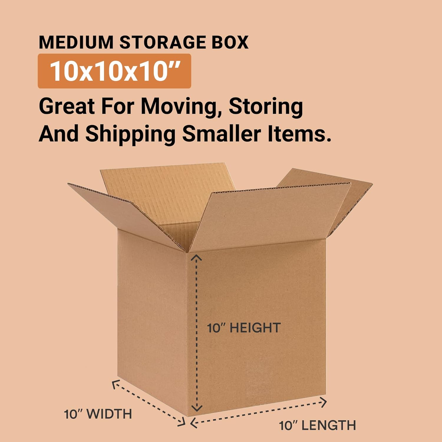 Aviditi 101010 Corrugated Cardboard Box, 10" L x 10" W x 10" H, Kraft, For Shipping, Packing and Moving (Pack of 25)