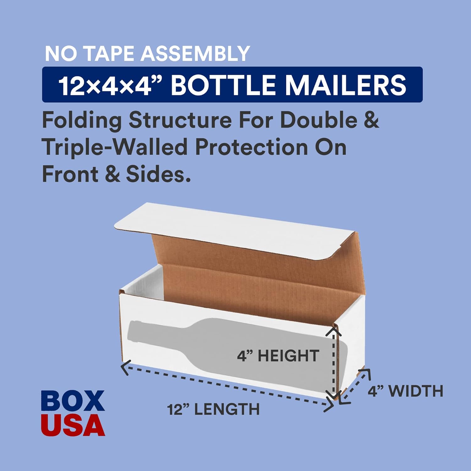 BOX USA Shipping Boxes Small 12"L x 4"W x 4"H, 50-Pack | White Corrugated Cardboard Box Mailer for Packing, Moving, Storage | Bulk Gift Box or Product Packaging for Small Business, Home, FBA