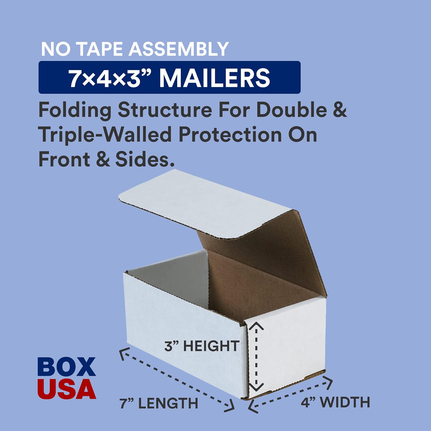 BOX USA Shipping Boxes Small 7"L x 4"W x 3"H, 50-Pack | Corrugated Cardboard Box for Packing, Moving and Storage