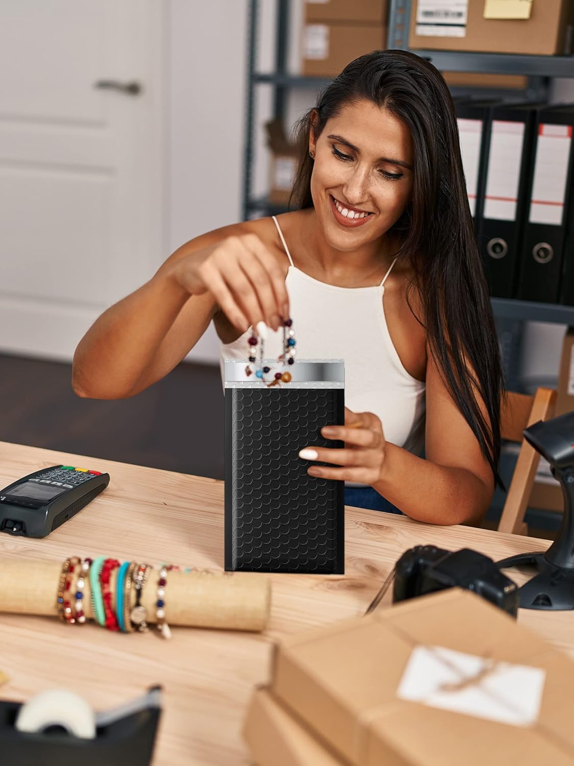 GSSUSA Black Bubble Mailers 4x8 Inches 50 Pack, Usable Size 4X7" Bubble Envelopes for Small Business, Padded Envelope, Shipping Mailers, Packaging Bags, Mailing Envelopes, Shipping Supplies