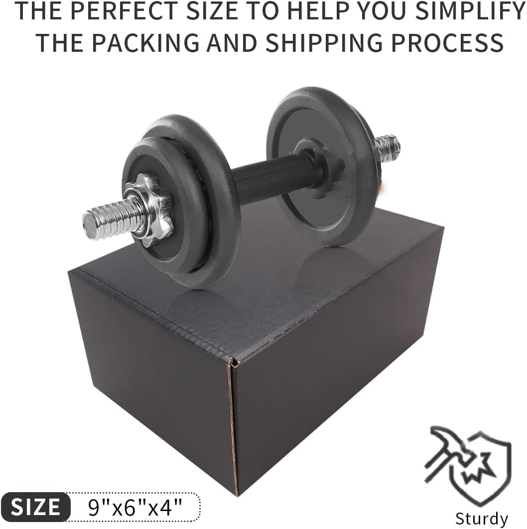 JIUZHOUXIN Shipping Boxes,9"x6"x4" Black Corrugated Cardboard Boxes, Which is Anti-Impact Come with Exquisite Sealing Label.Suitable E-Commerce Packaging, Shipping Packaging.