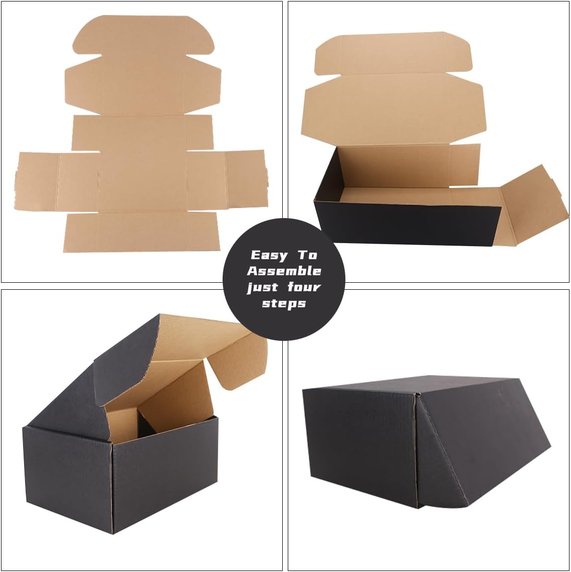 JIUZHOUXIN Shipping Boxes,9"x6"x4" Black Corrugated Cardboard Boxes, Which is Anti-Impact Come with Exquisite Sealing Label.Suitable E-Commerce Packaging, Shipping Packaging. - Image 5