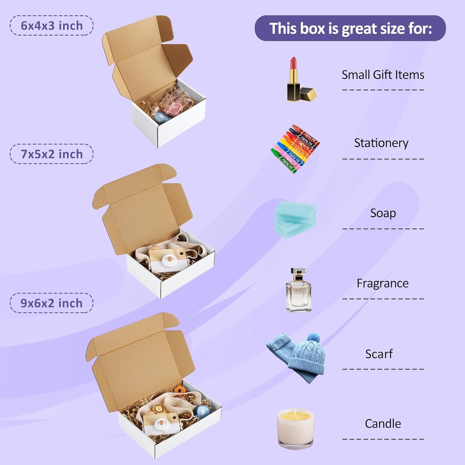 Eupako 30 Pack Small Shipping Boxes Assorted Sizes, 6x4x3, 7x5x2, 9x6x2-10 PCS Each Small Boxes, White Corrugated Box Mailers, Cardboard Boxes for Packaging Small Business, Mailing - Image 3