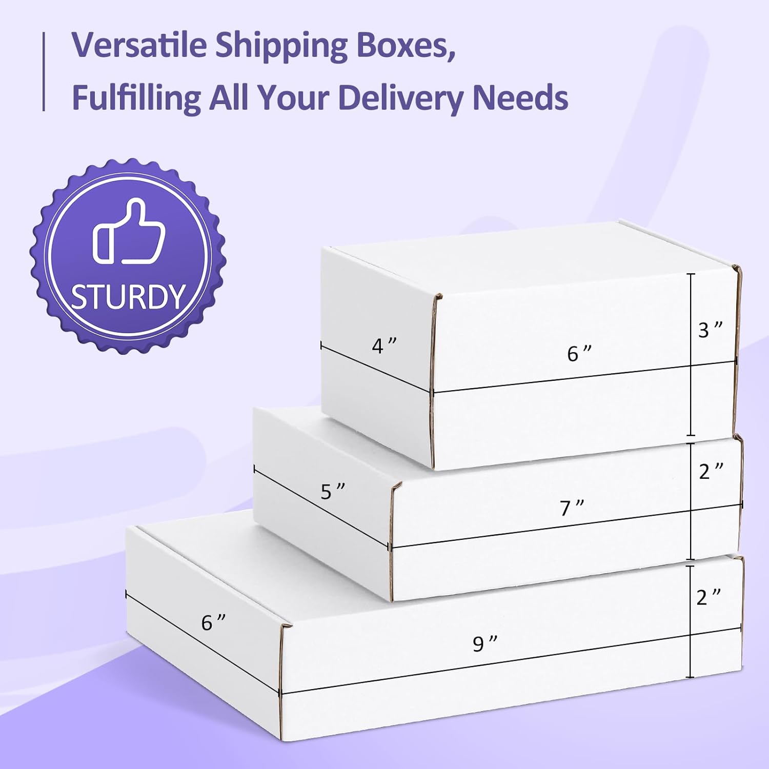 Eupako 30 Pack Small Shipping Boxes Assorted Sizes, 6x4x3, 7x5x2, 9x6x2-10 PCS Each Small Boxes, White Corrugated Box Mailers, Cardboard Boxes for Packaging Small Business, Mailing - Image 4