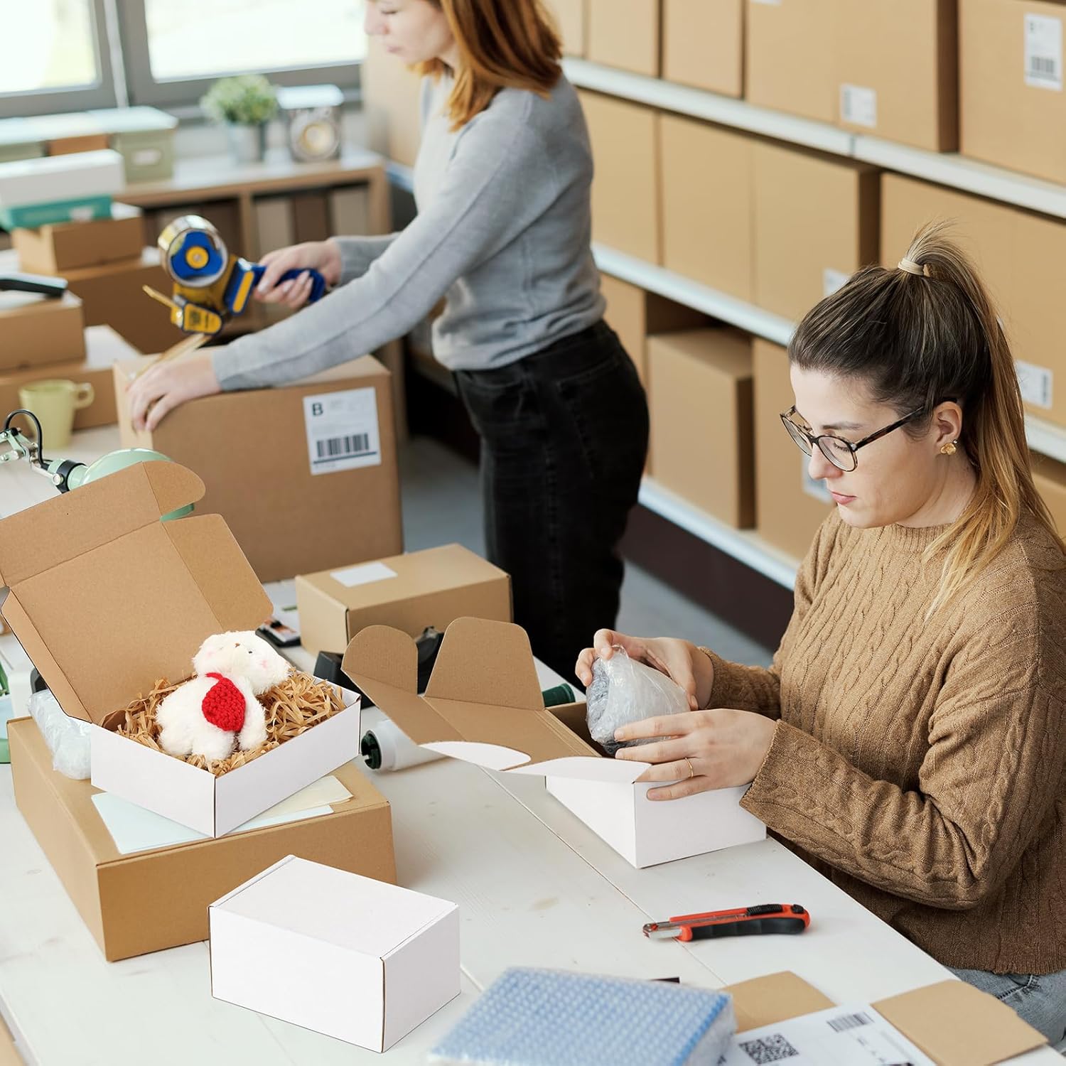 Eupako 30 Pack Small Shipping Boxes Assorted Sizes, 6x4x3, 7x5x2, 9x6x2-10 PCS Each Small Boxes, White Corrugated Box Mailers, Cardboard Boxes for Packaging Small Business, Mailing - Image 5