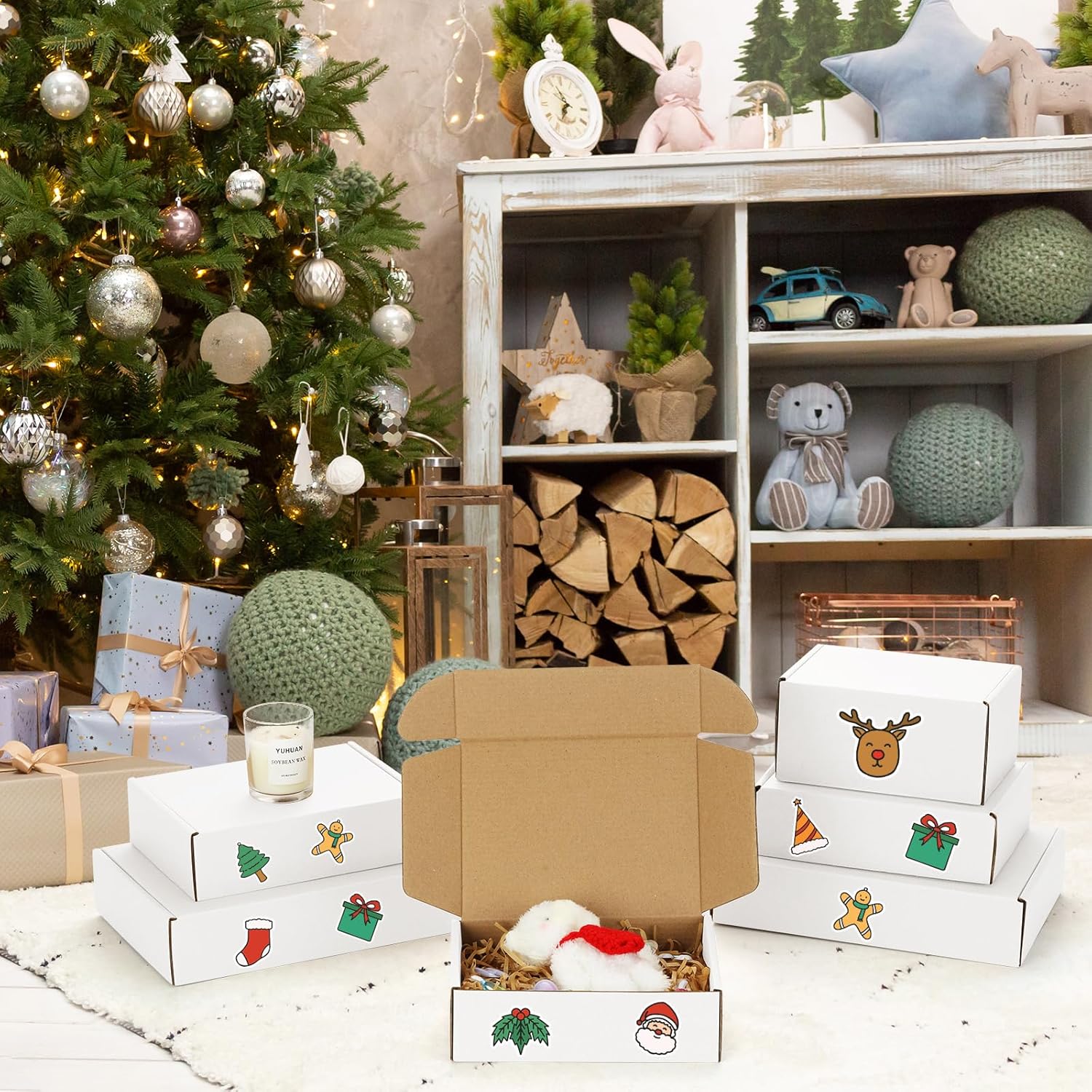 Eupako 30 Pack Small Shipping Boxes Assorted Sizes, 6x4x3, 7x5x2, 9x6x2-10 PCS Each Small Boxes, White Corrugated Box Mailers, Cardboard Boxes for Packaging Small Business, Mailing - Image 6