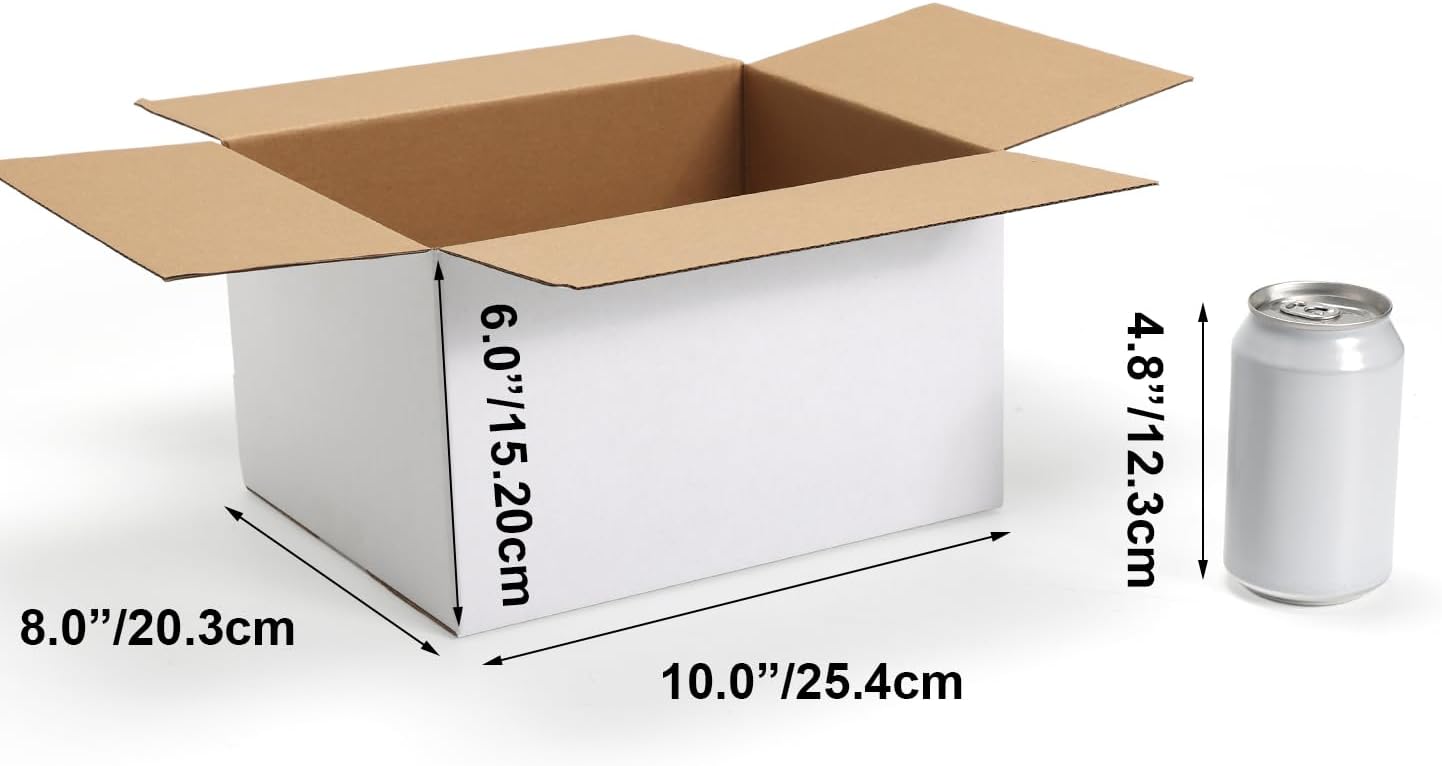 Alternative view of CRUGLA 10x8x6 White Shipping Boxes Set of 25, White Corrugated Cardboard Boxes for Small Business Shipping Mailing Packing
