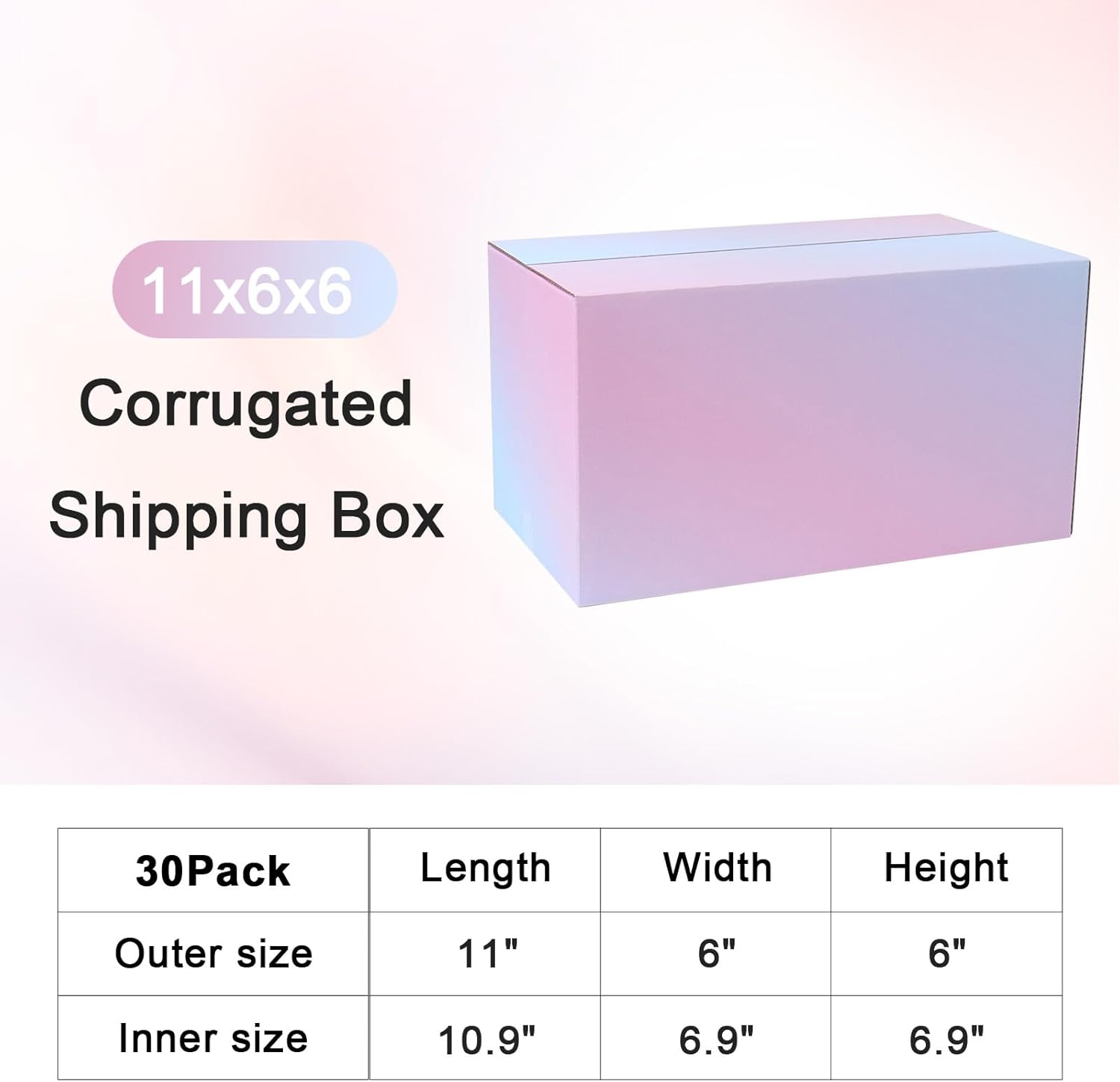 Alternative view of OUGEBOX 30 Pack 11x6x6 Colorful Shipping Boxes Medium, Corrugated Cardboard Boxes for Packaging Small Business