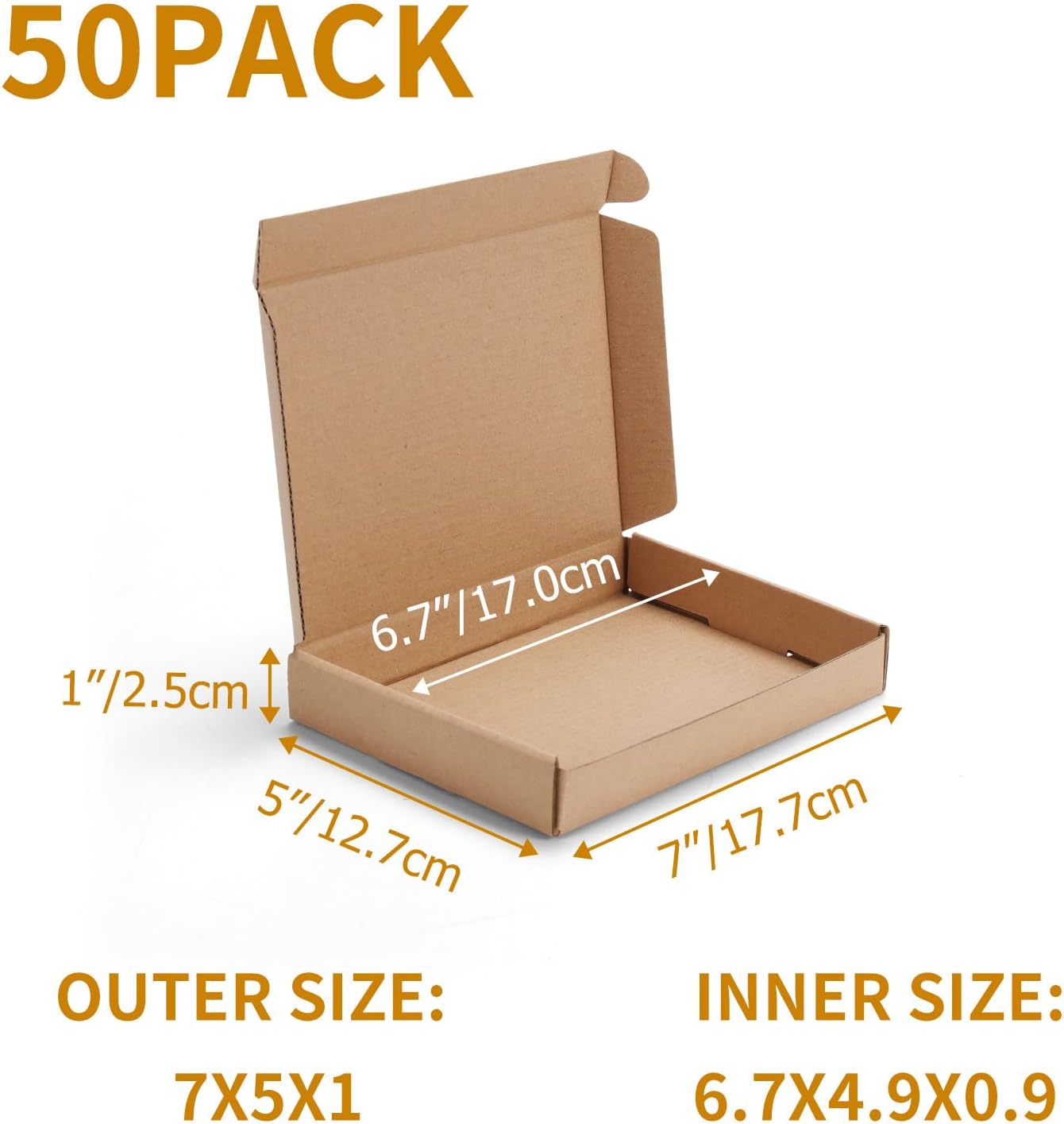 Alternative view of PHAREGE 7x5x1 inch Shipping Boxes Bulk 50 Pack Brown, Tab Lock Tuck Top Mailer Boxes for Packaging Small Business, Small Cardboard Gift Boxes for Wrapping Mailing Present