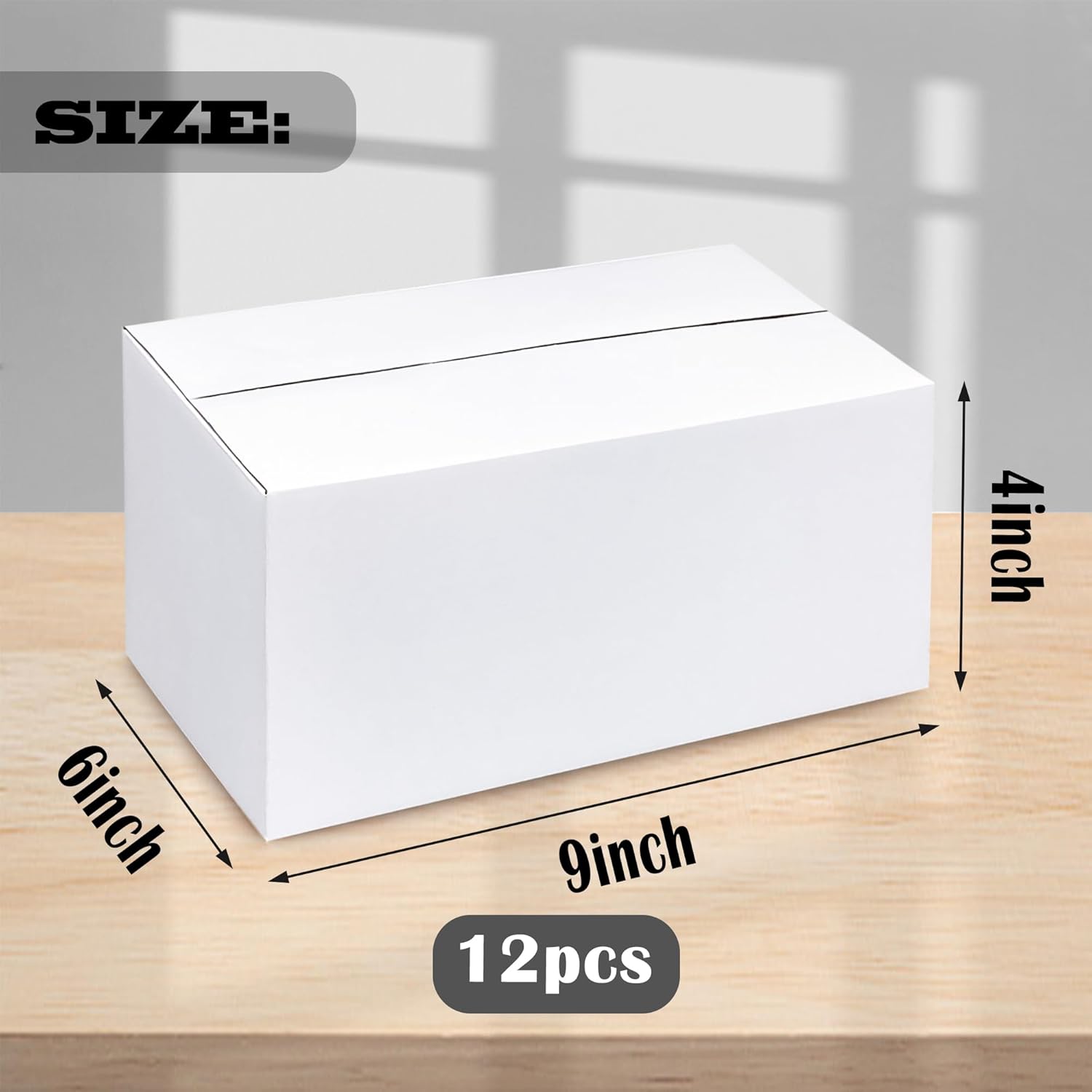 Alternative view of 12 Pack 9x6x4 Inch White Shipping Boxes White Corrugated Cardboard Box for Small Business Packaging Small Items Gift Box Mailer