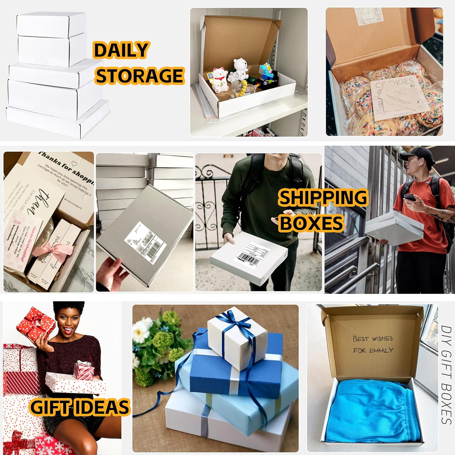 JOWLOT 12x9x4 inch Shipping Boxes Set of 20, White Corrugated Cardboard Box Literature Mailer for Mailing Packing Moving and Storage - Image 4