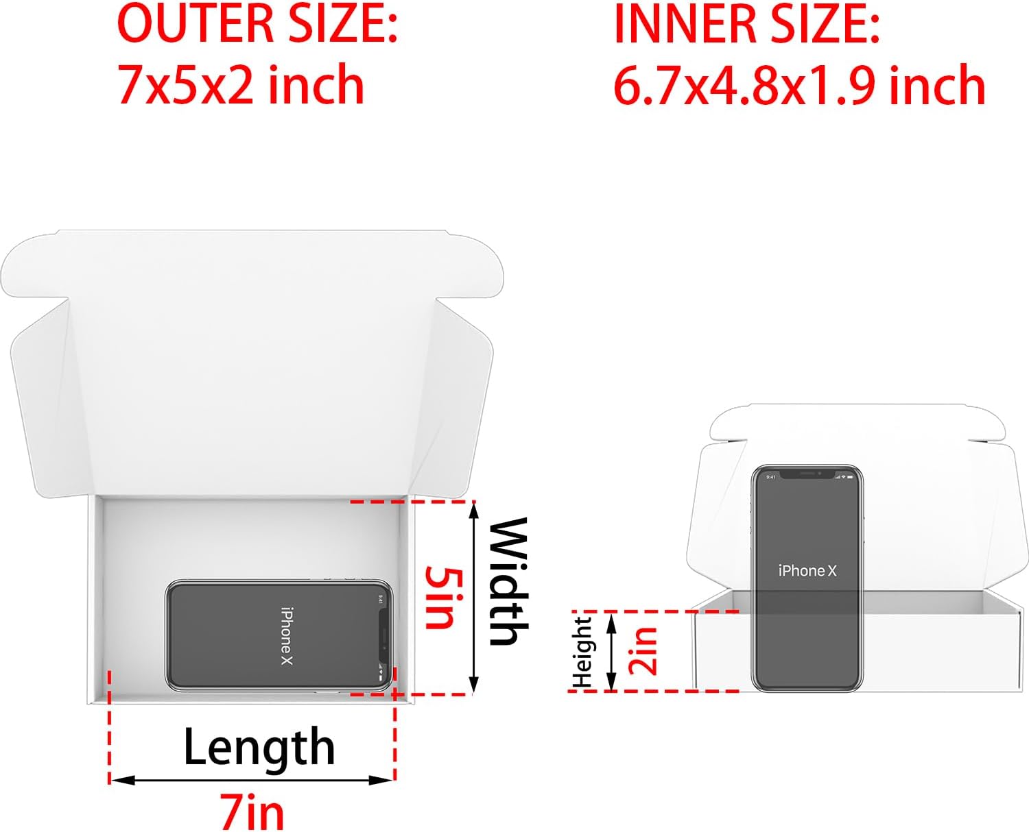 Lmuze 7x5x2 inches Small Shipping Boxes Set of 50 - White Mailer Corrugated Cardboard Boxes for Shipping Packaging Mailing Products